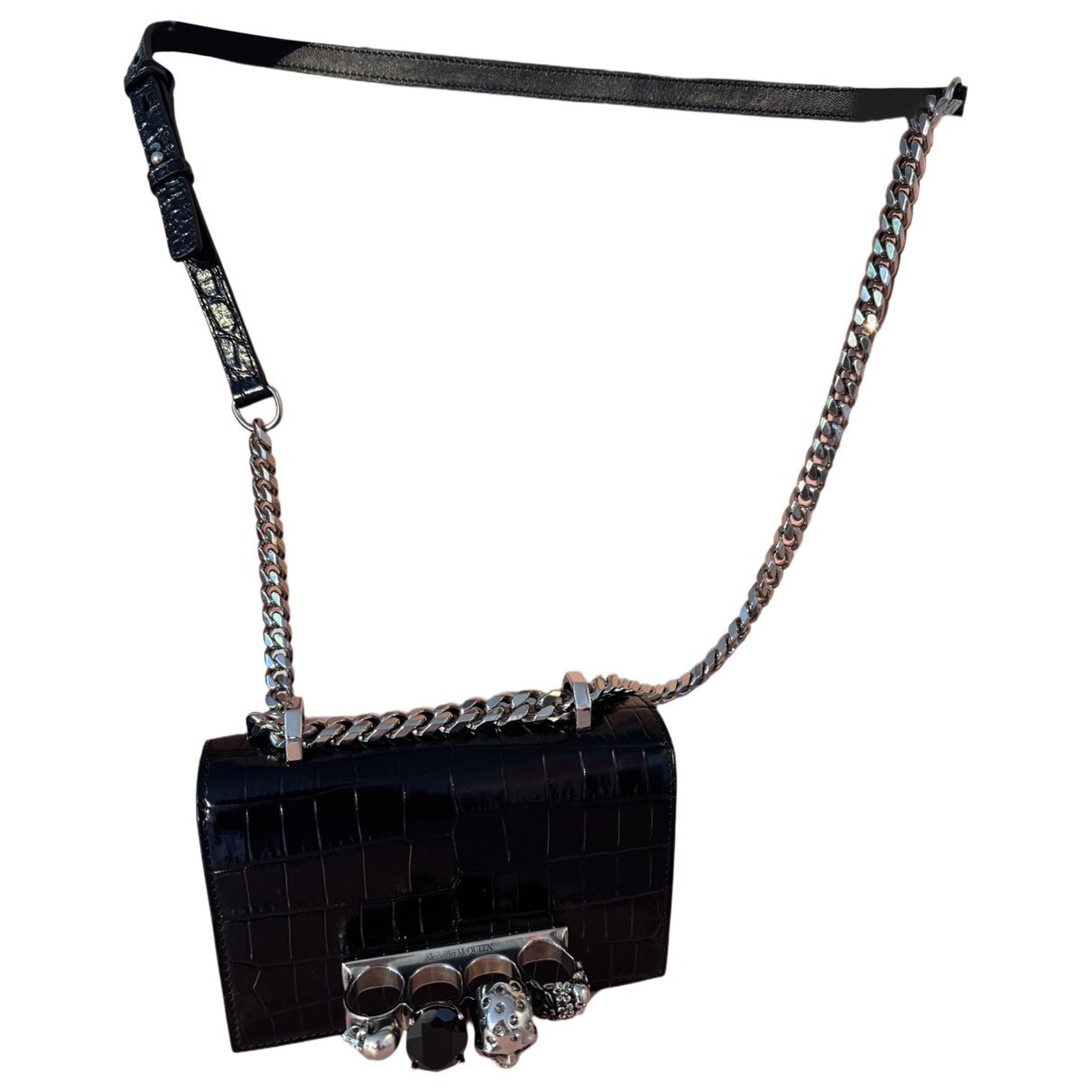 Knuckle leather clutch bag