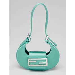 Fendi Fendi Turquoise Satin Mini Cookie Hobo Bag - 8BS065