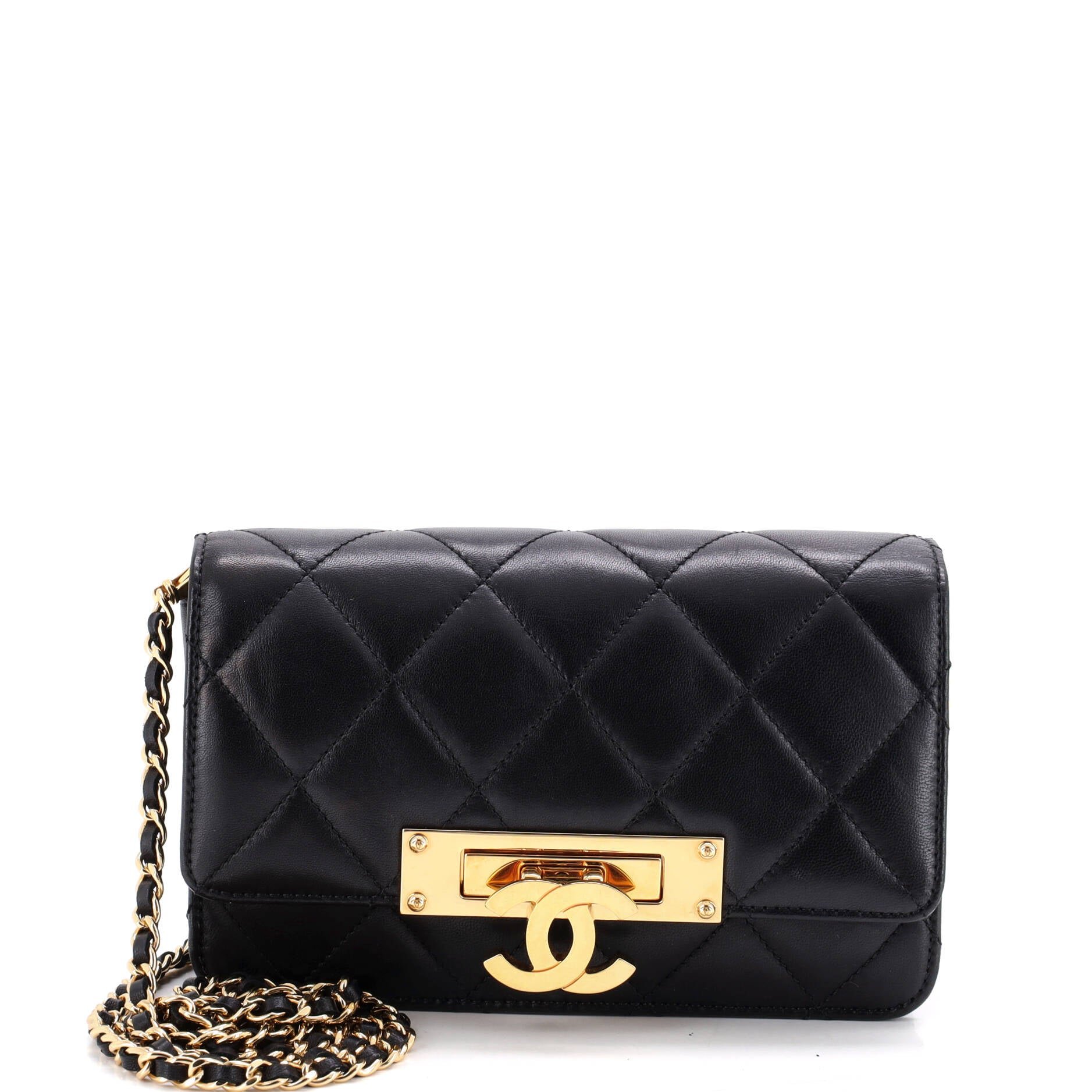 Golden Class Wallet on Chain Quilted Lambskin