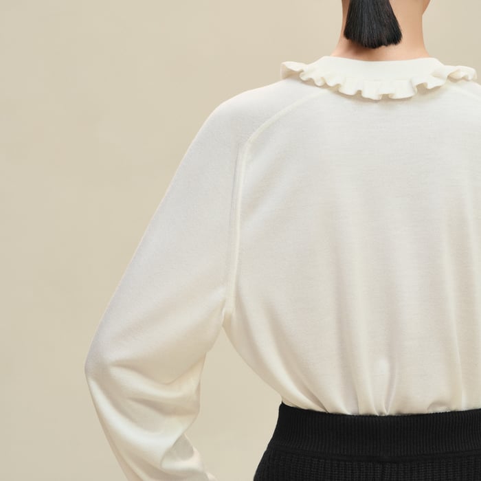 Blanc Nacre "Palefroi Remix" Long-sleeve Twillaine Sweater