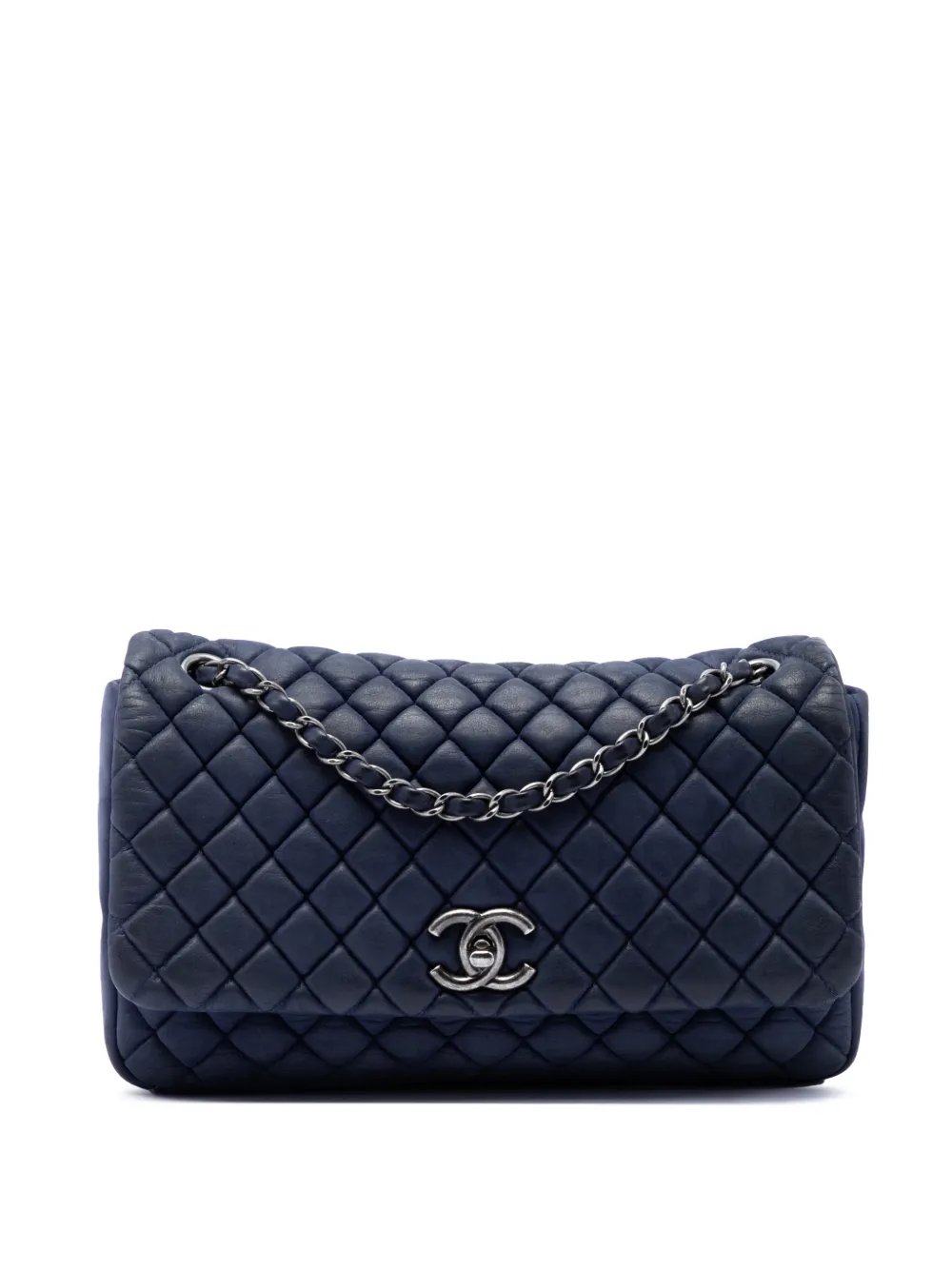 2012-2013 Large Quilted Iridescent Calfskin New Bubble Flap shoulder bag