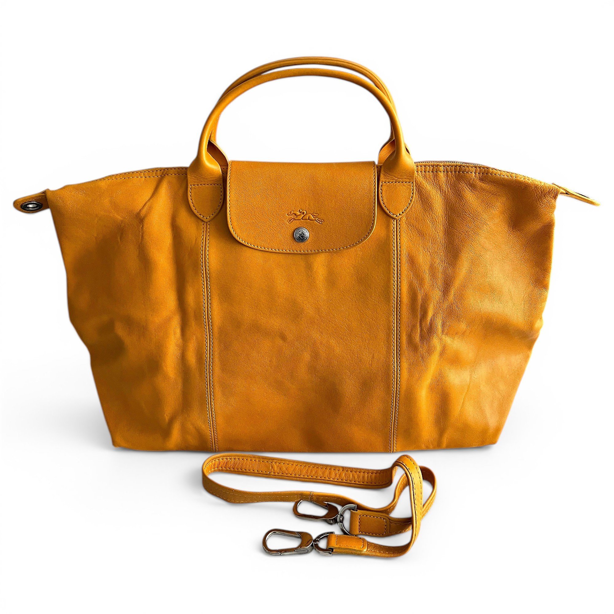 Pliage leather clutch bag