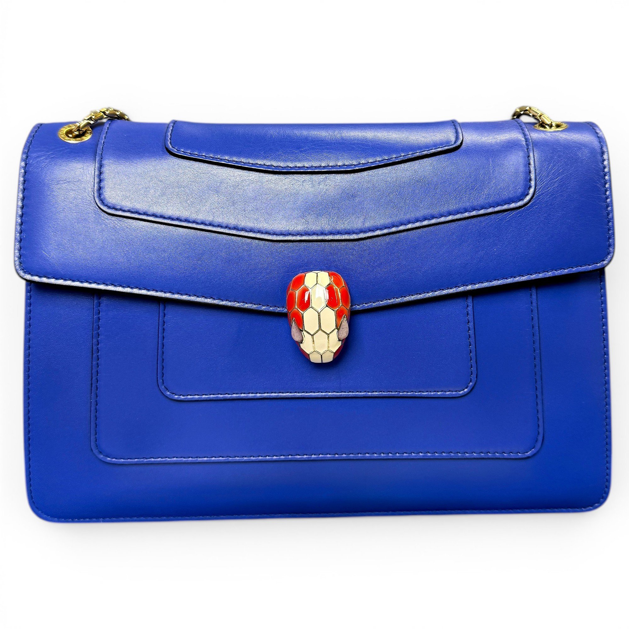 Serpenti leather clutch bag