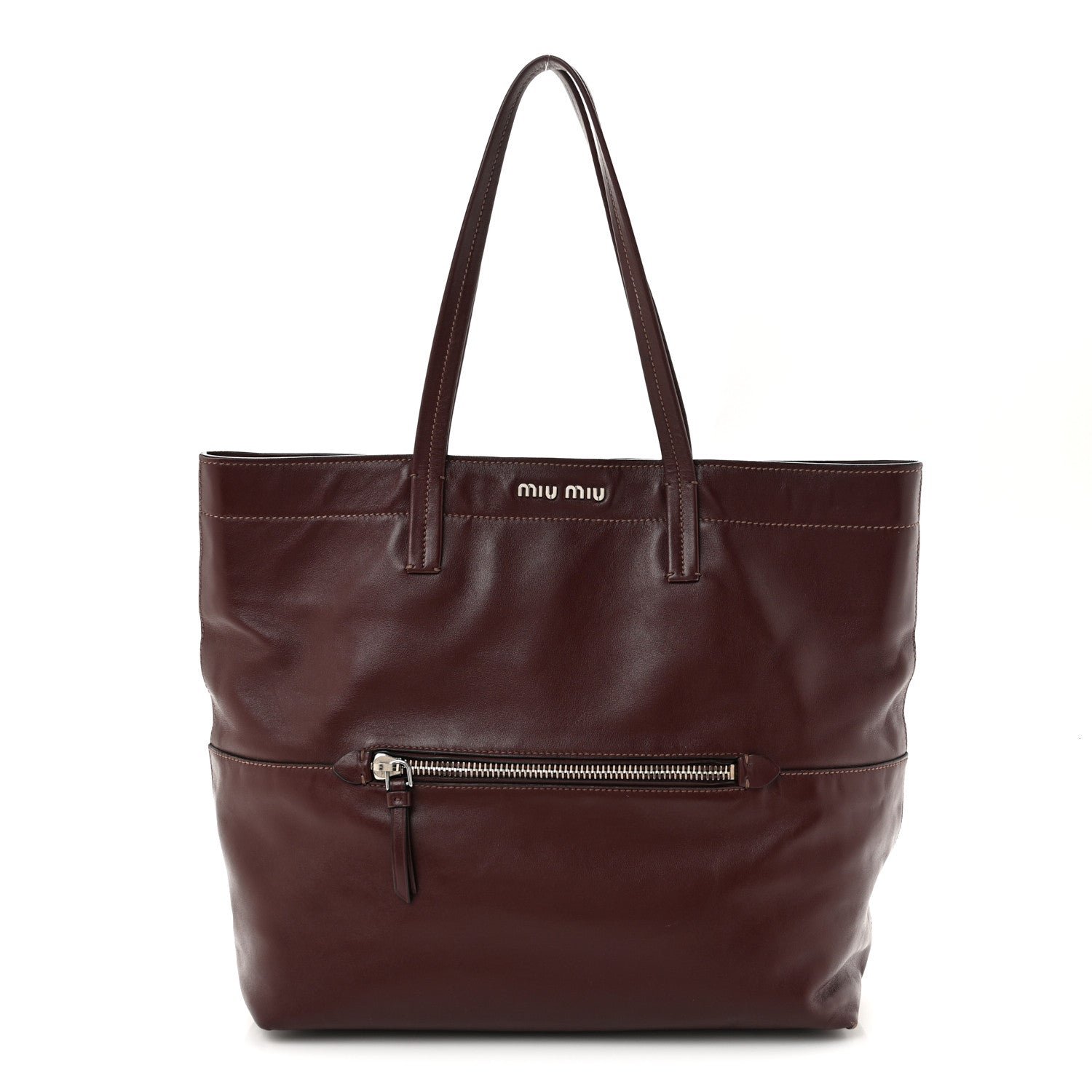 Miu Miu Vitello Soft Shopping Tote Burgundy