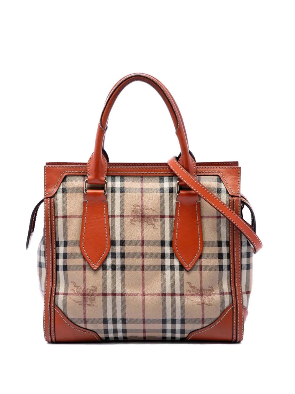 Burberry 2000-2017 Small Haymarket Check Coated Canvas Honeywood Tote satchel