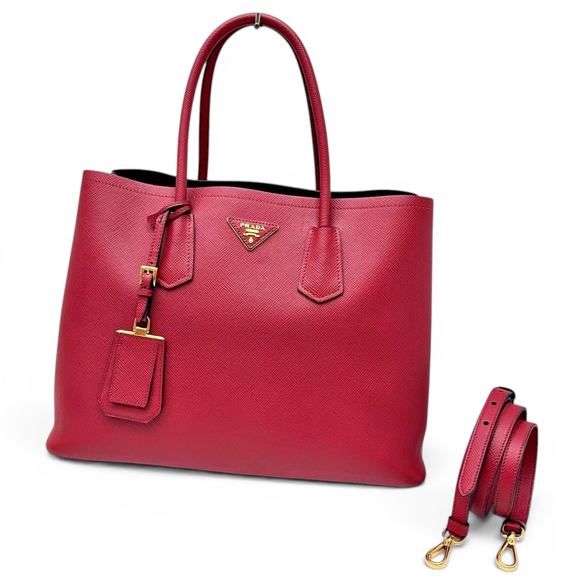 Double leather handbag