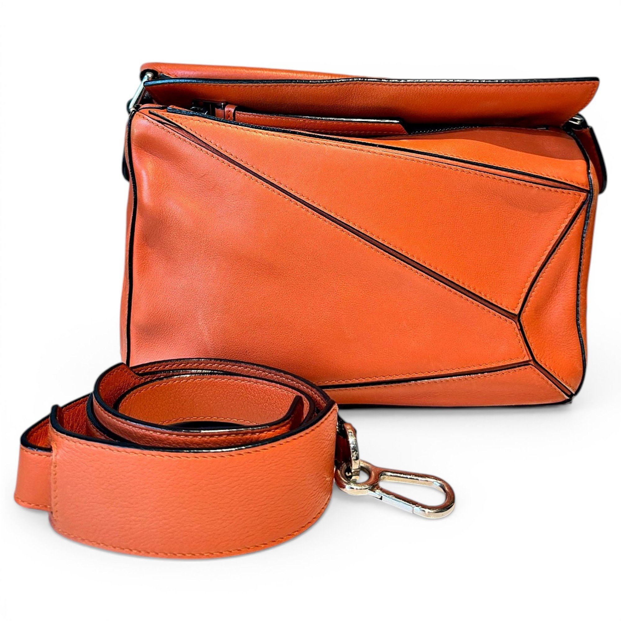 Puzzle leather handbag