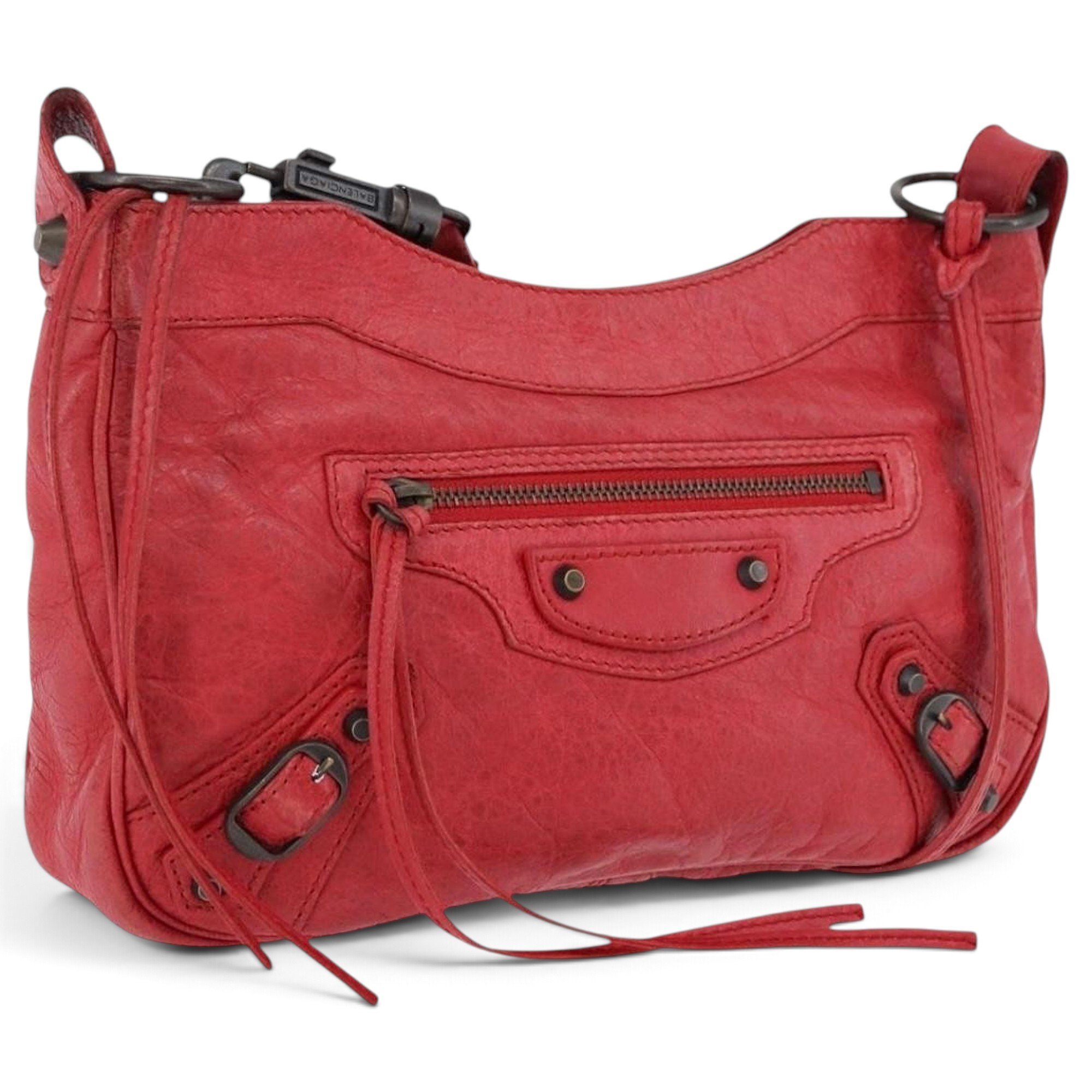 Hip leather handbag