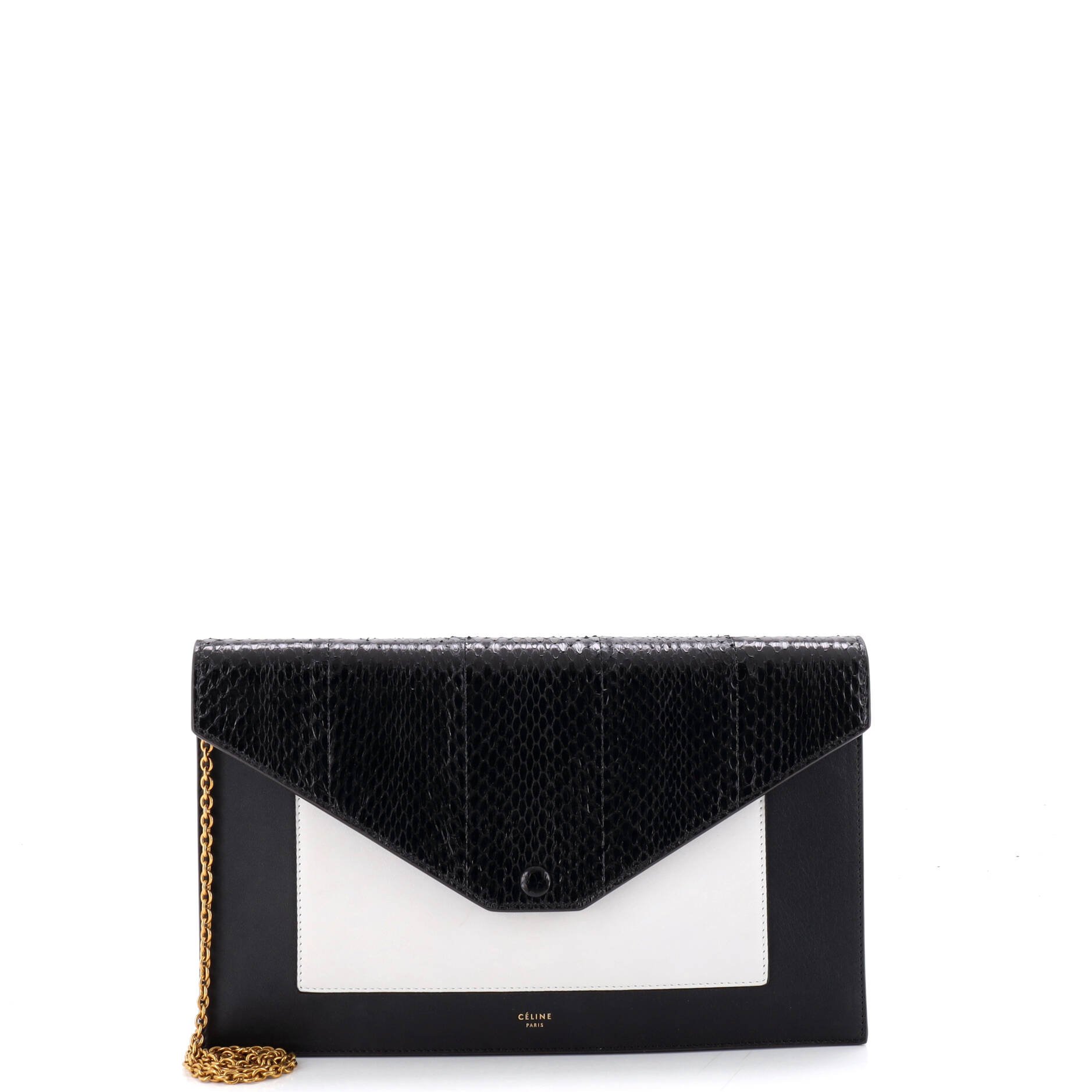 Pocket Envelope Shoulder Bag Leather with Python Medium