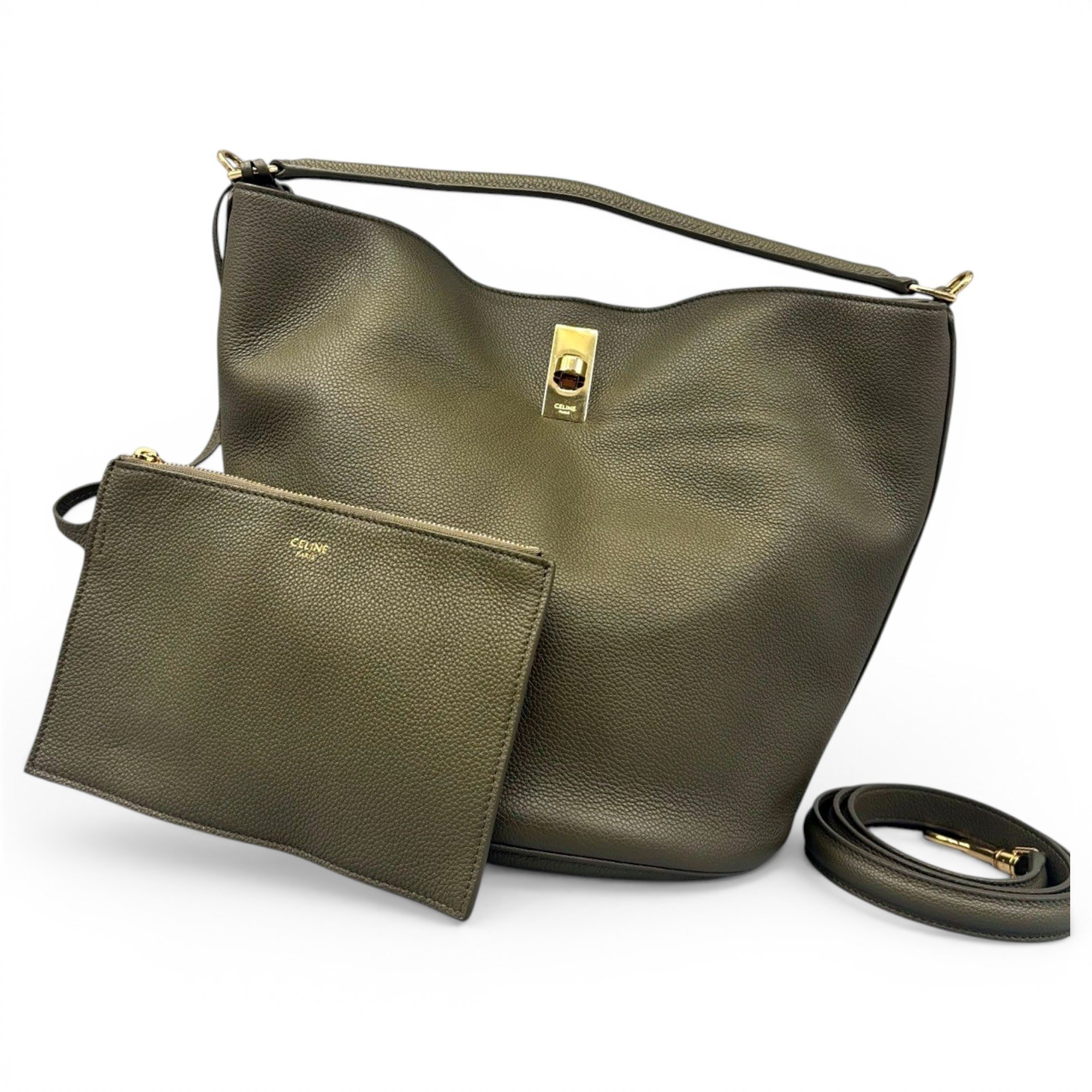 Celine Clasp Bucket leather handbag