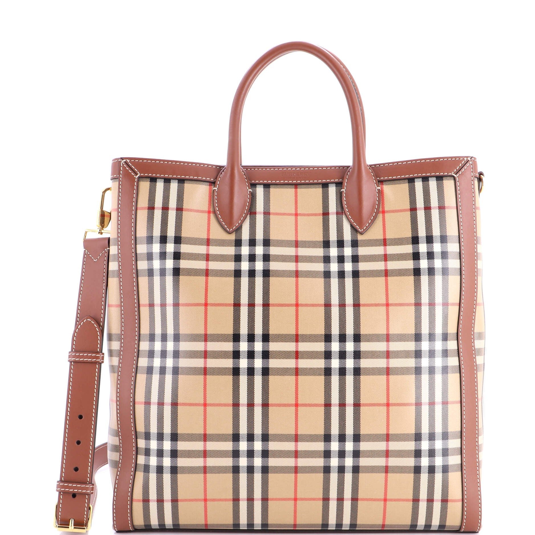 Convertible Tote Vintage Check Coated Canvas Medium
