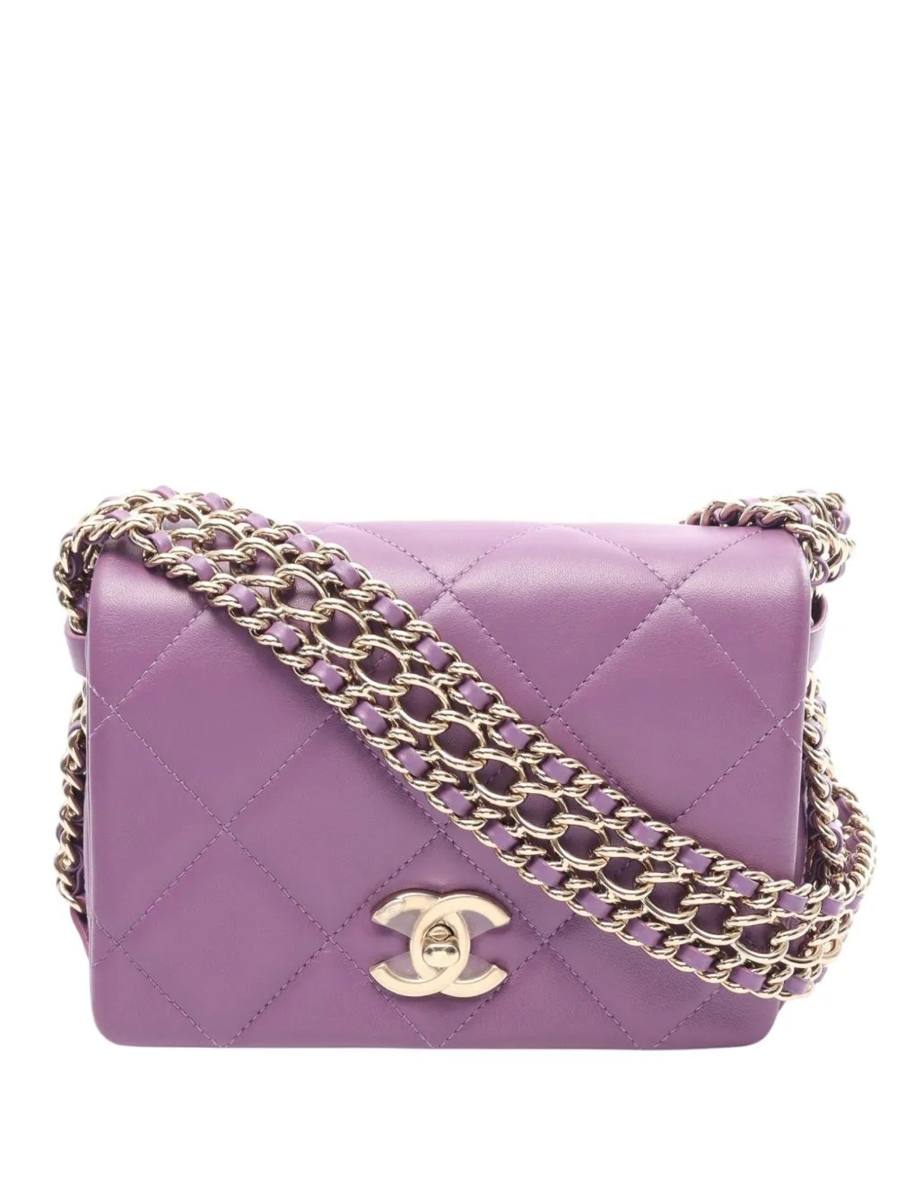 2021-2026 Mini Lambskin Triple Chain Full Flap shoulder bag