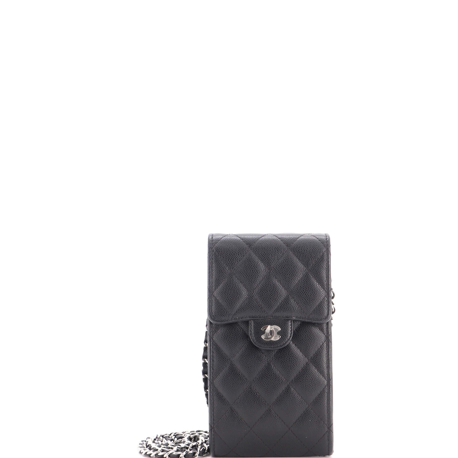 CC Flap Phone Holder Crossbody Bag Quilted Caviar
