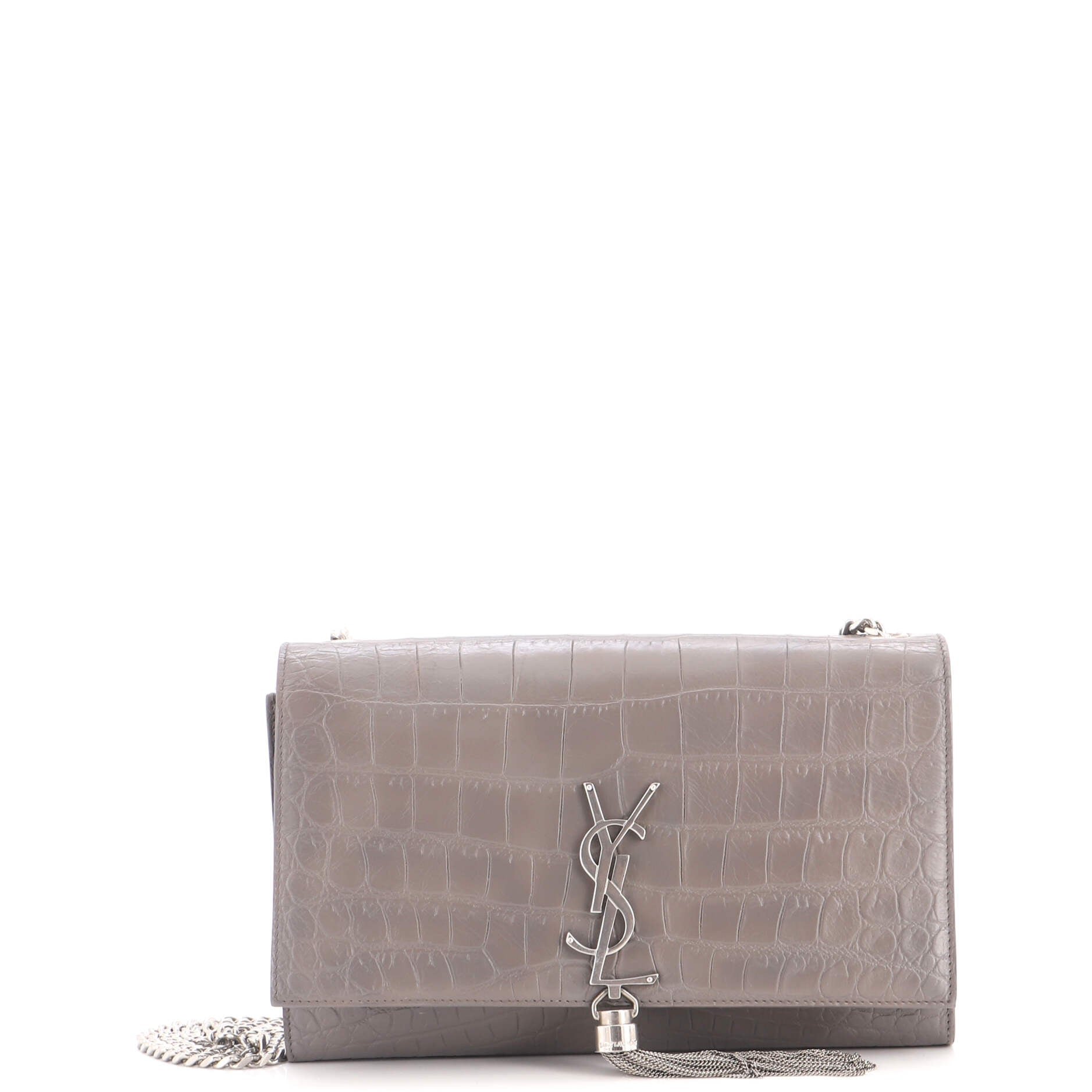 Classic Monogram Tassel Crossbody Bag Crocodile Embossed Leather Medium