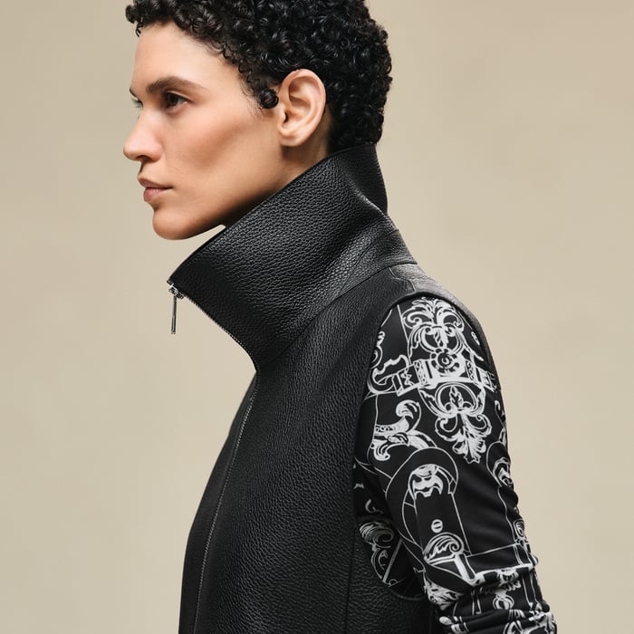 Noir Belted Long Vest