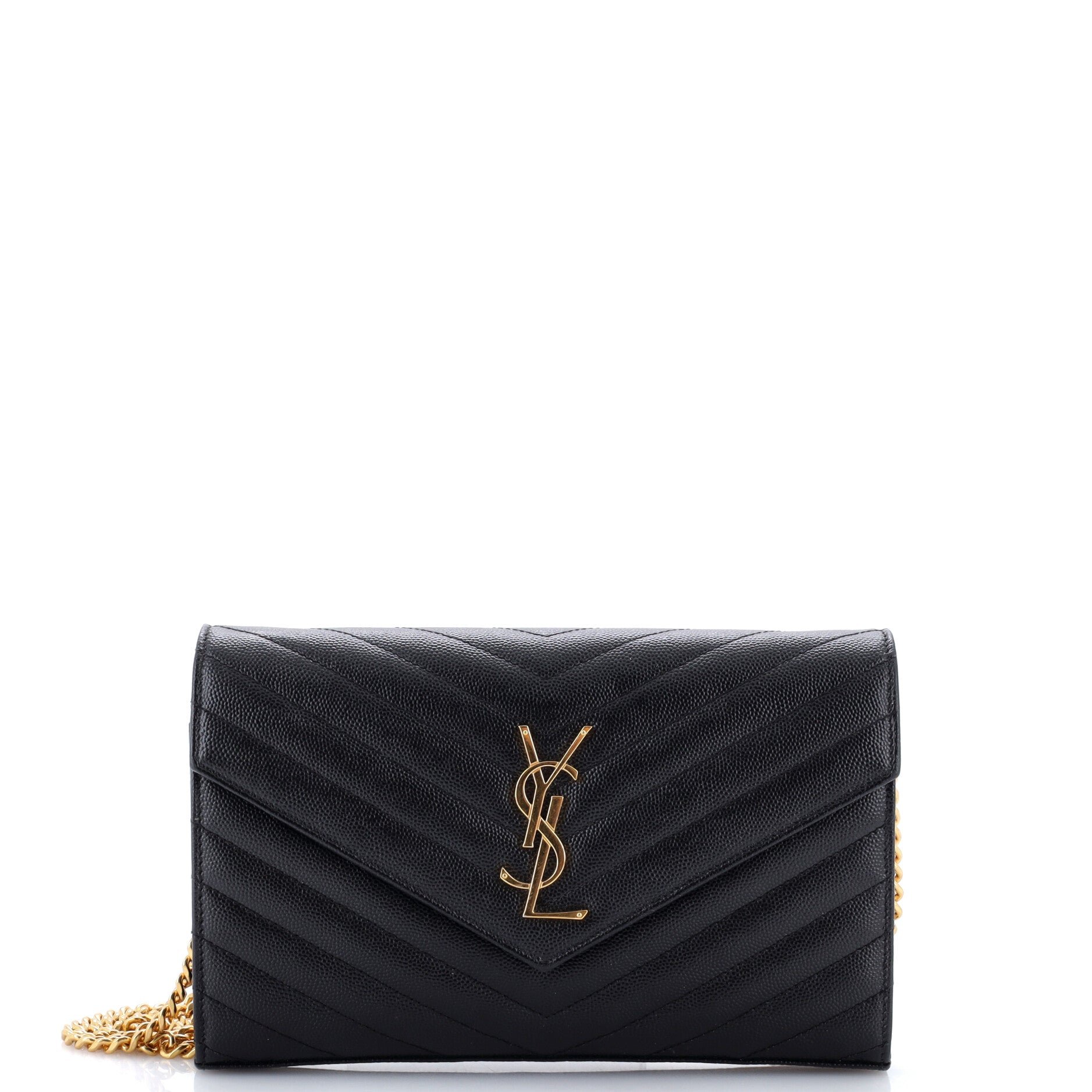 Classic Monogram Wallet on Chain Matelasse Chevron Leather Medium