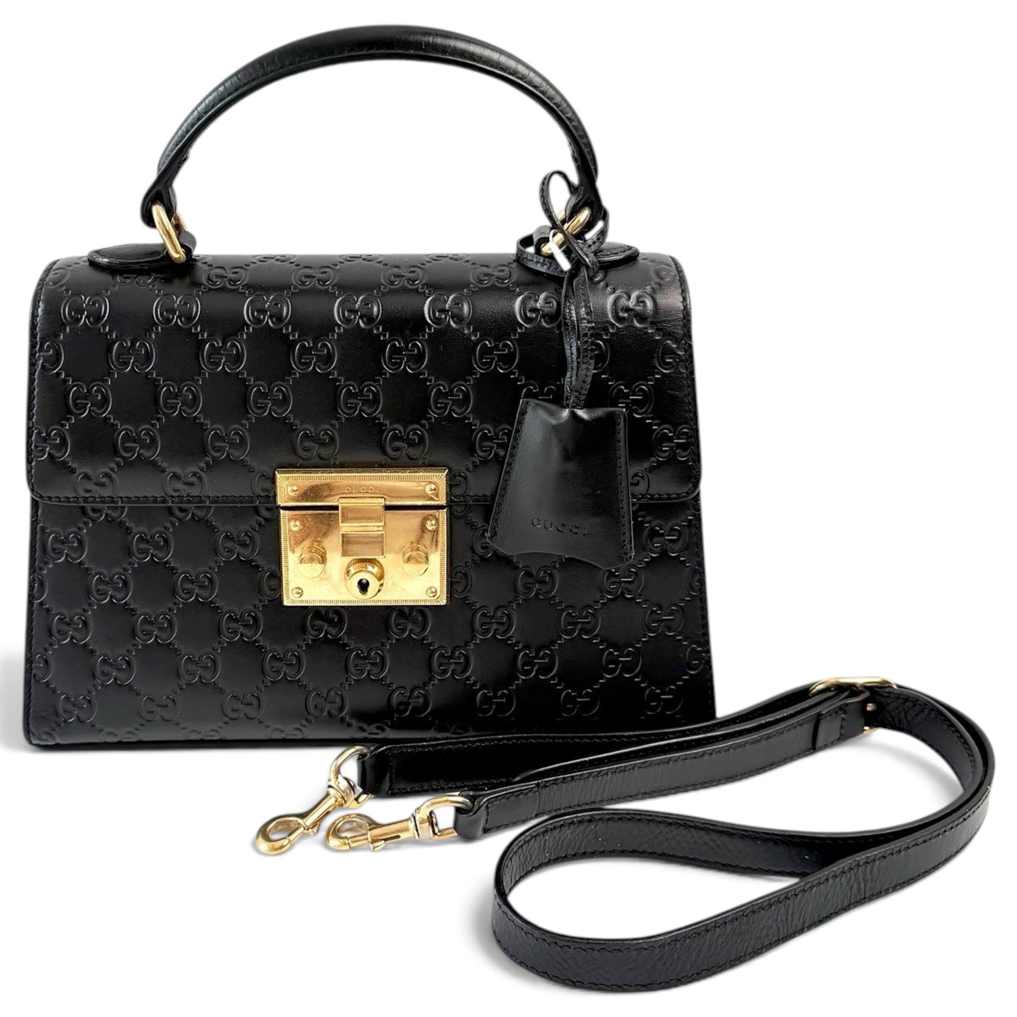 Padlock leather handbag