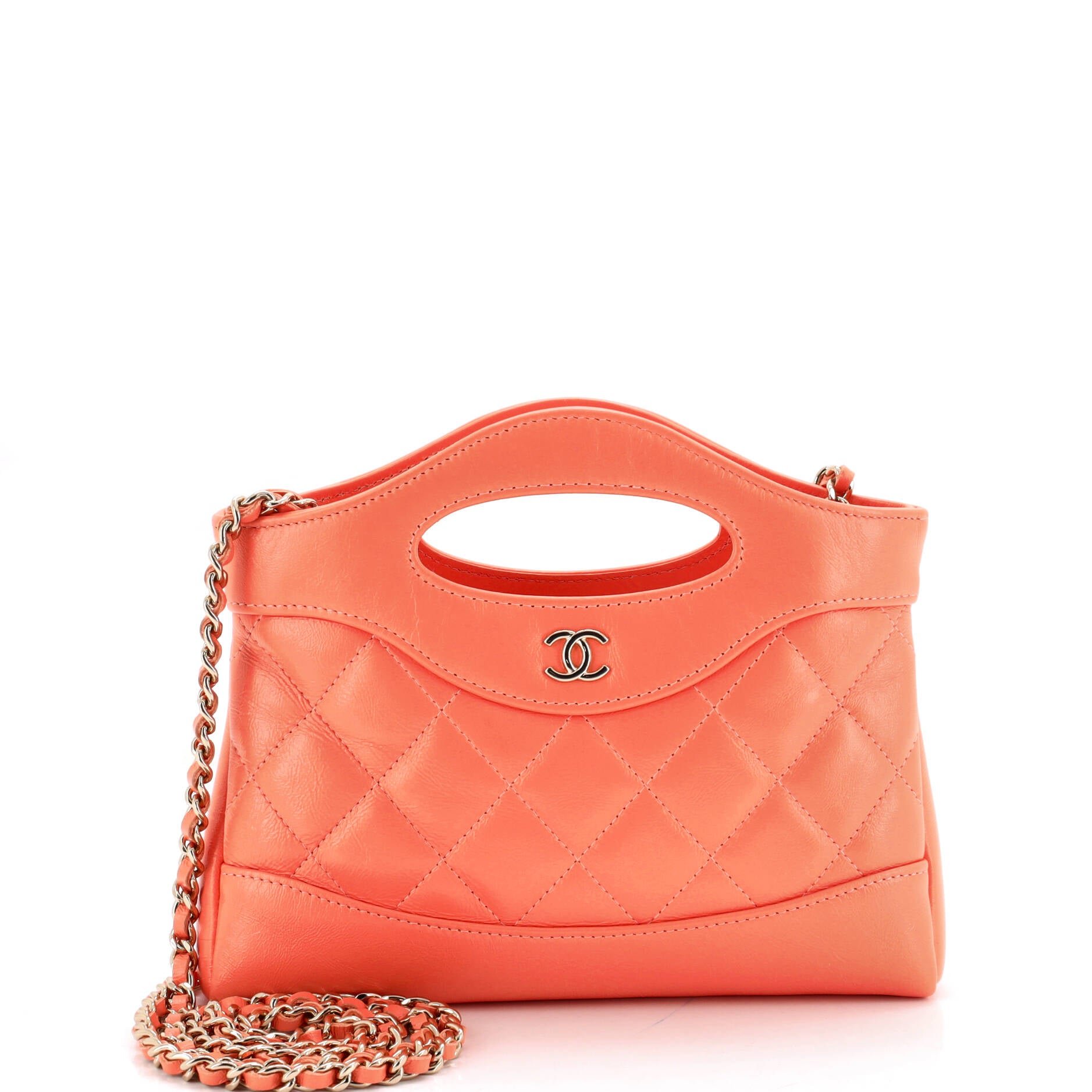 31 Shopping Bag Clutch with Chain Quilted Lambskin Small