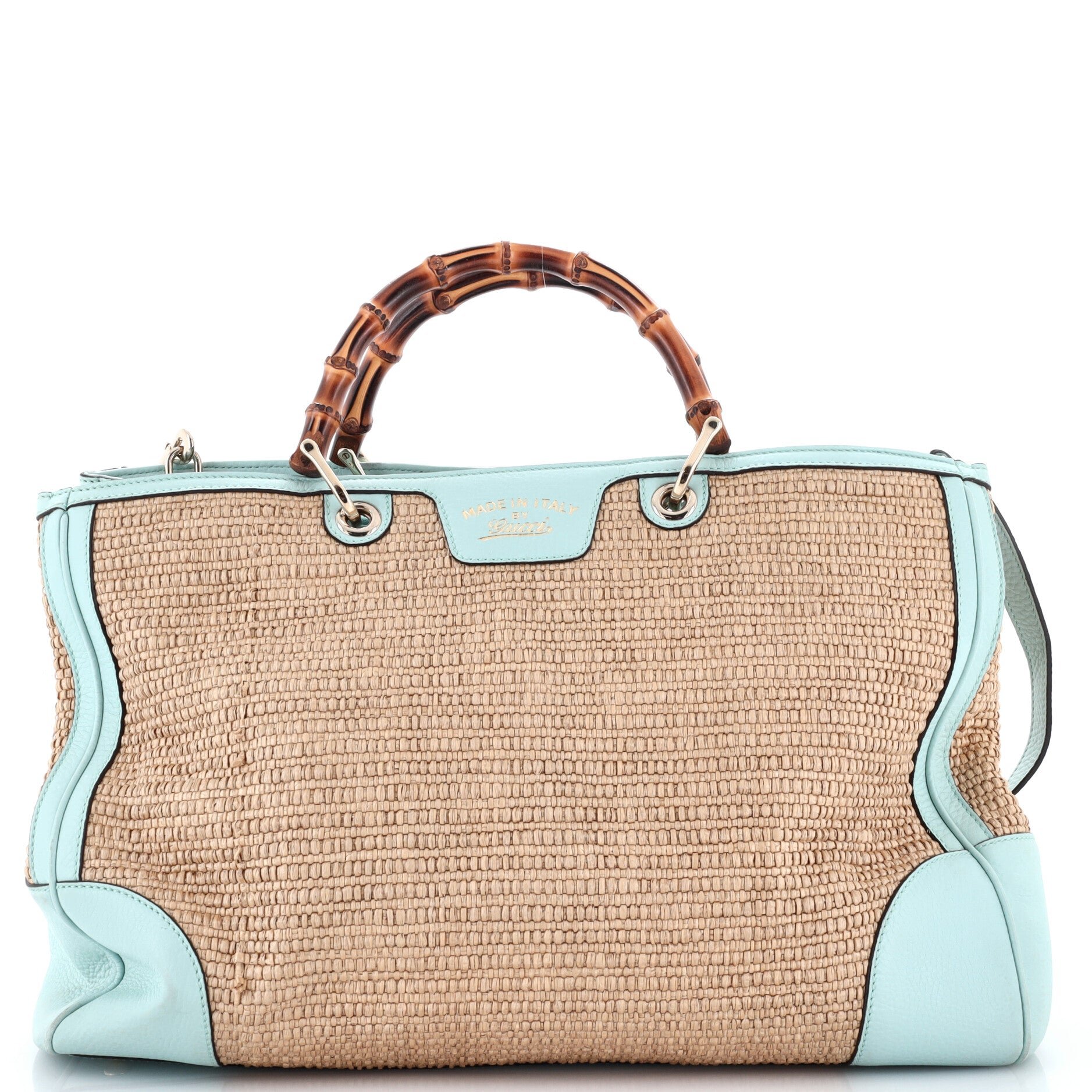 Bamboo Shopper Tote Straw Large