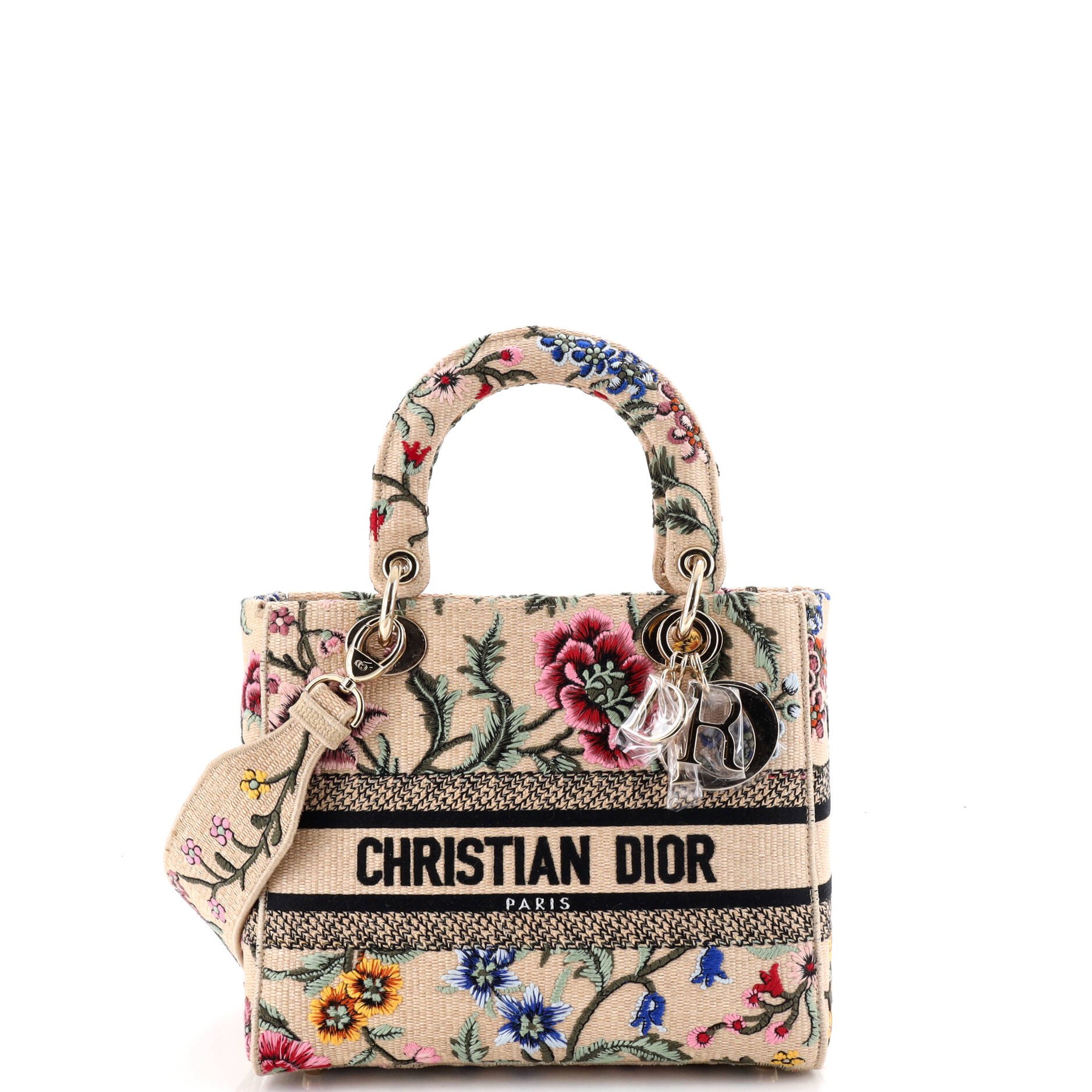 Dior Lady D-Lite Bag Embroidered Raffia Medium