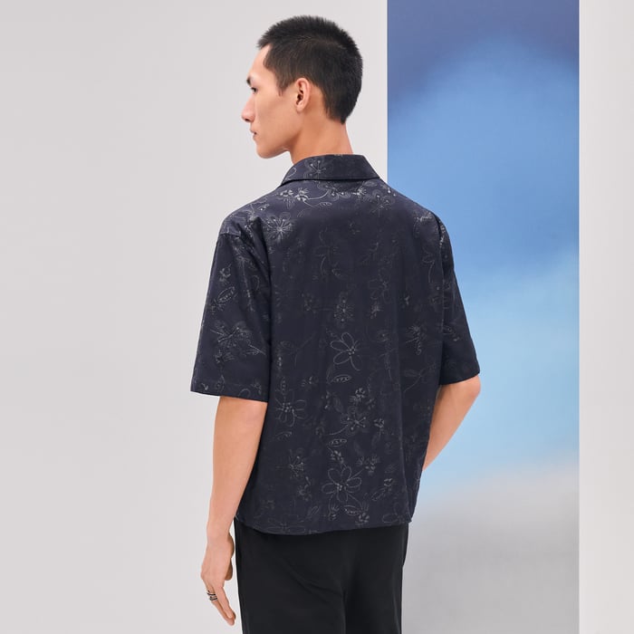 Marine "Fleurs Technique" Short-sleeve Overshirt