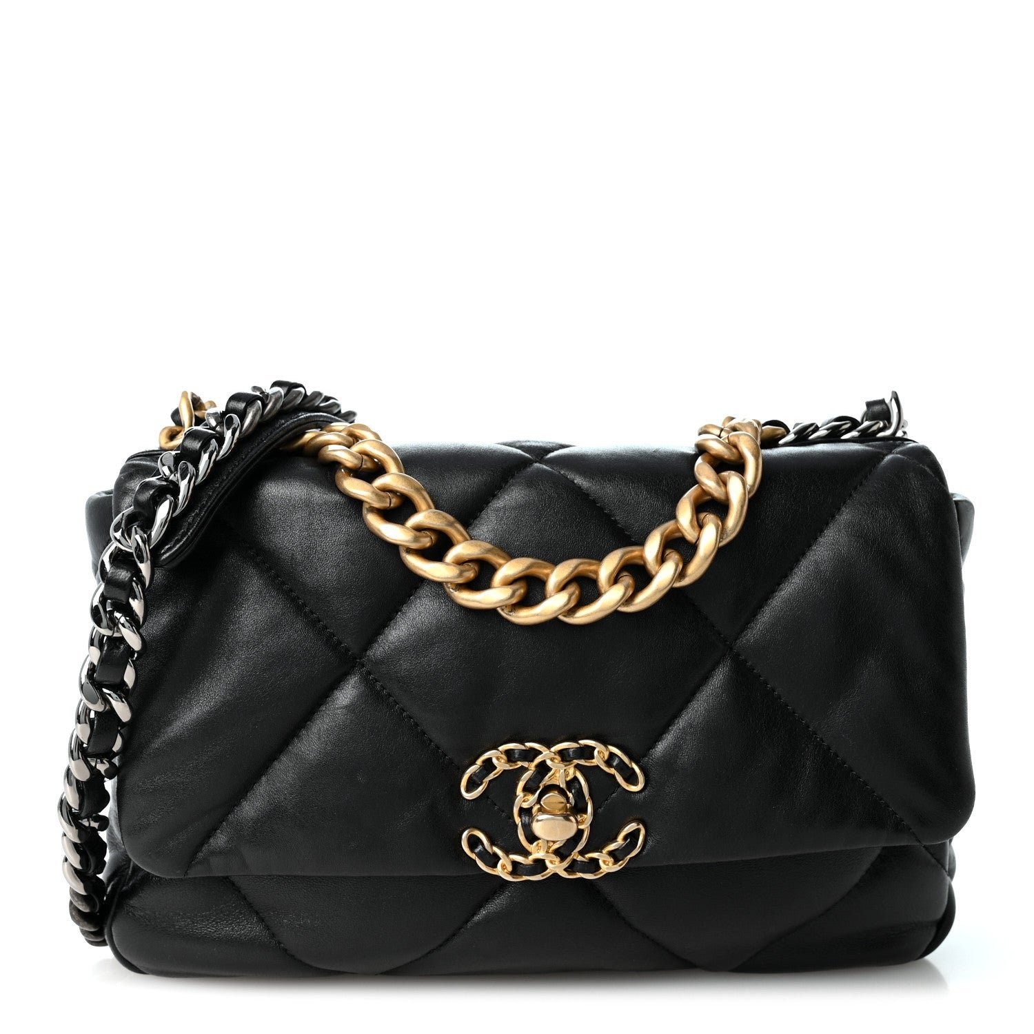 Chanel Lambskin Quilted Medium Chanel 19 Flap Black