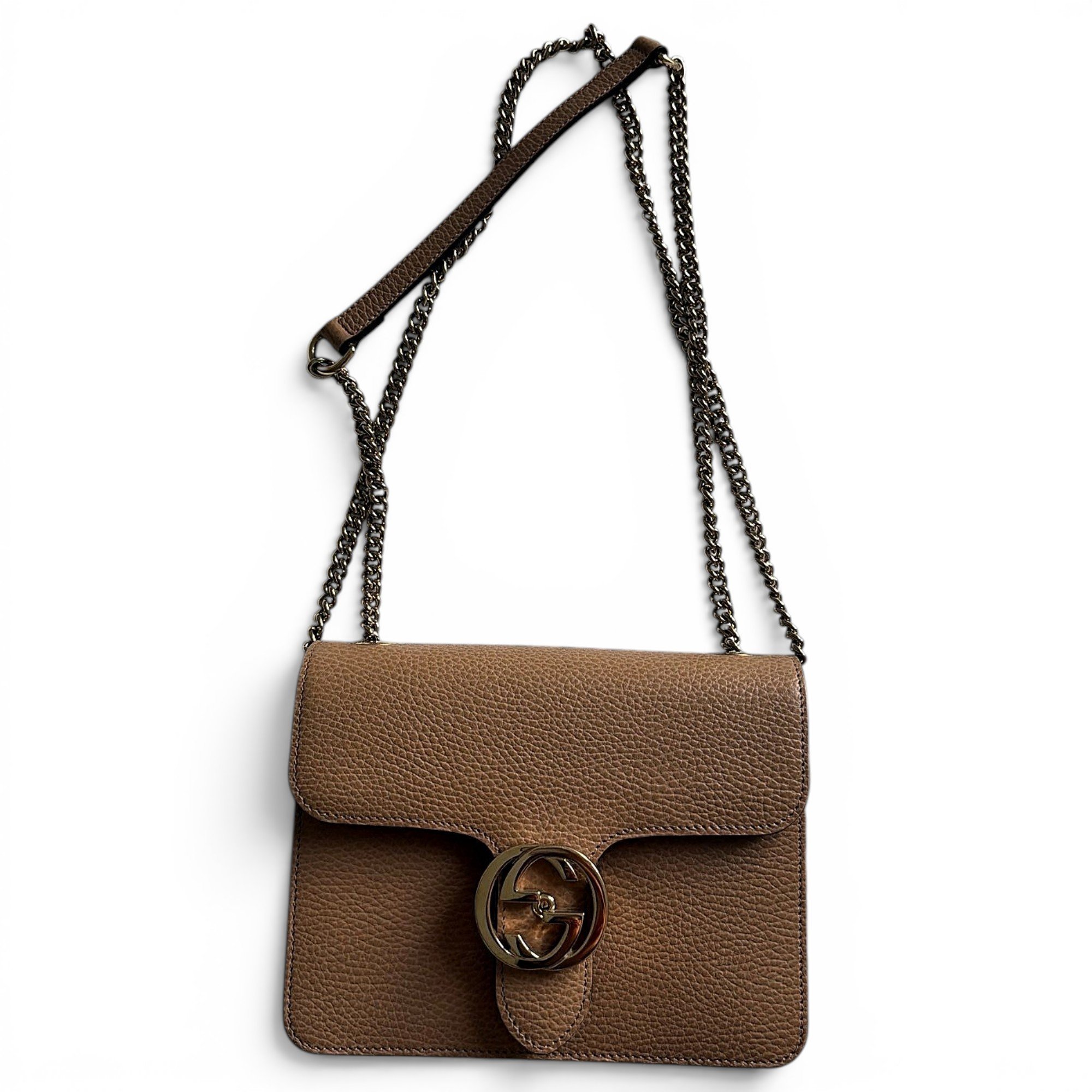 Interlocking leather handbag