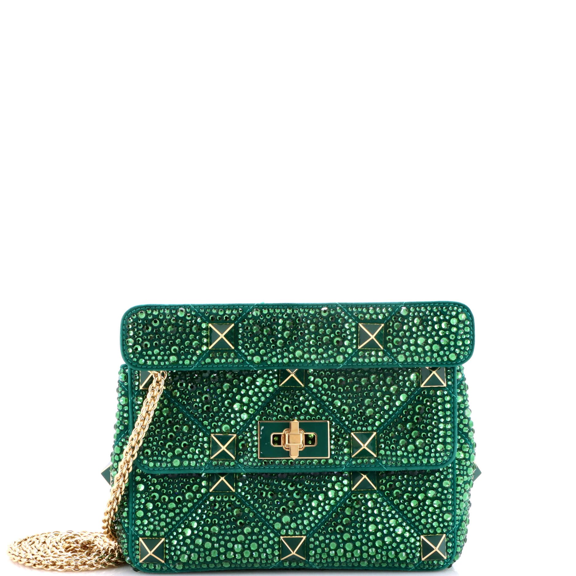 Roman Stud Flap Bag Embellished Suede Medium