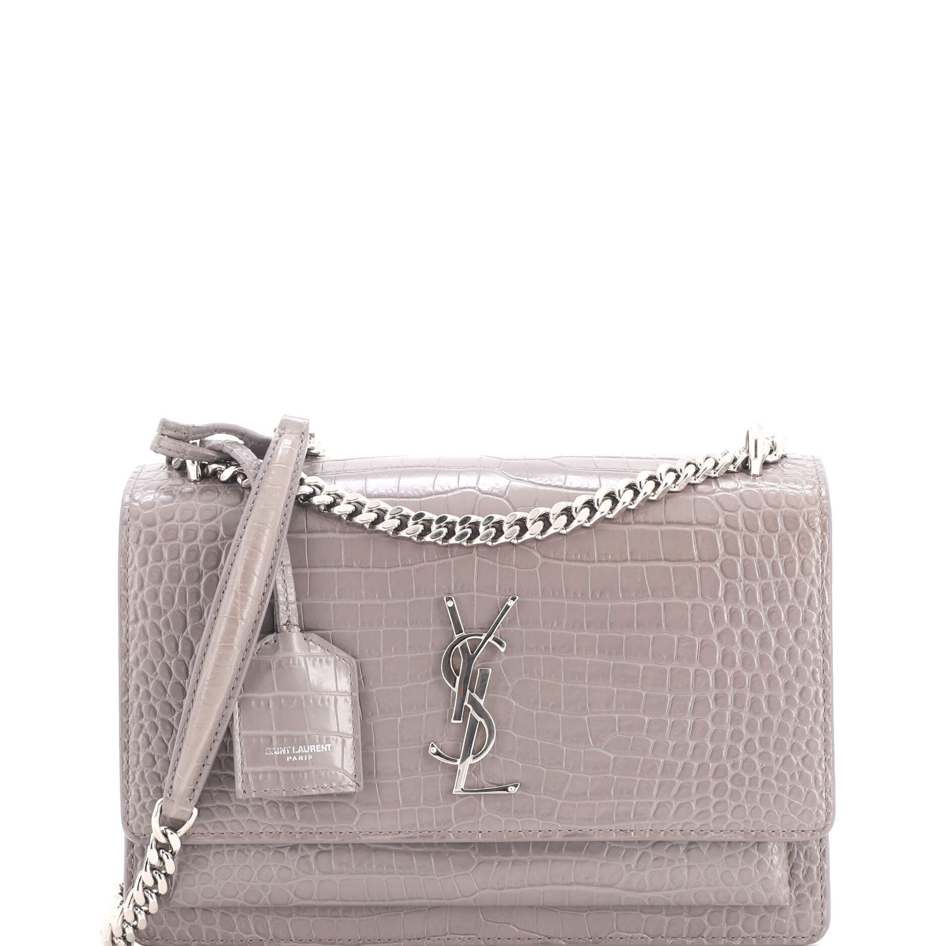 Sunset Crossbody Bag Crocodile Embossed Leather Medium