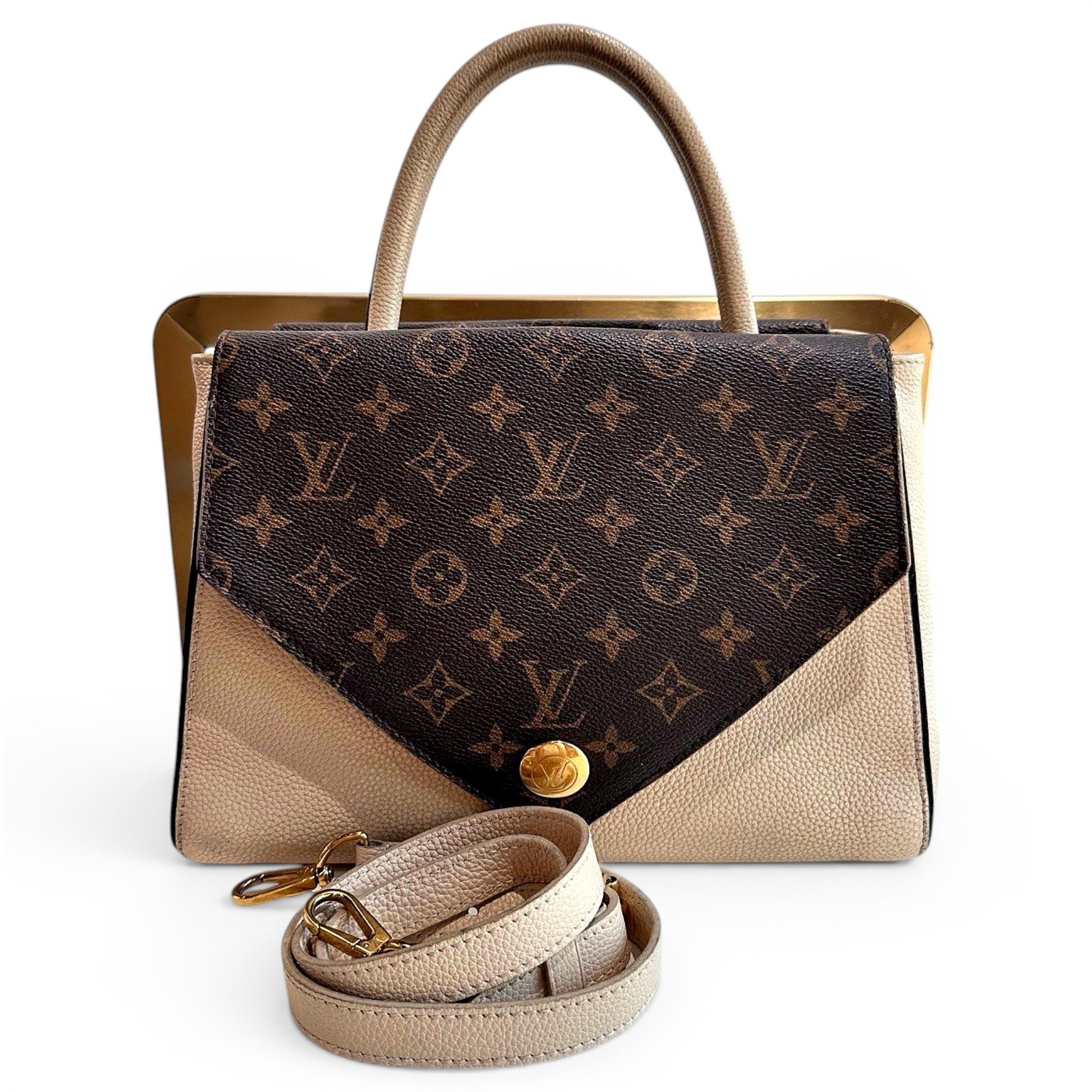 Double V leather handbag