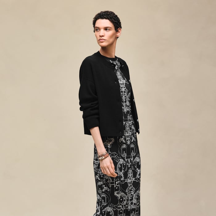 Noir Cashmere Long-sleeve Cardigan