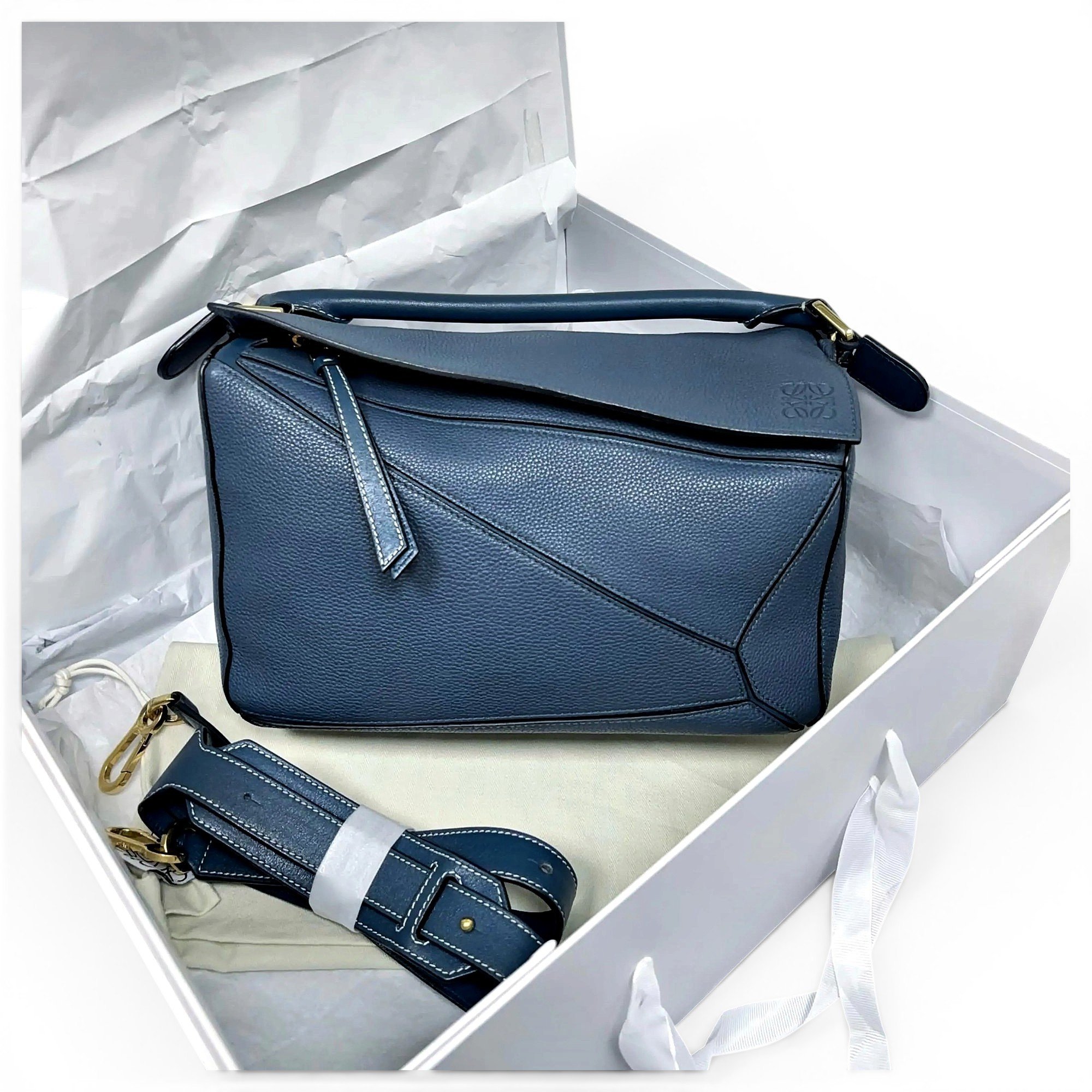 Puzzle leather handbag