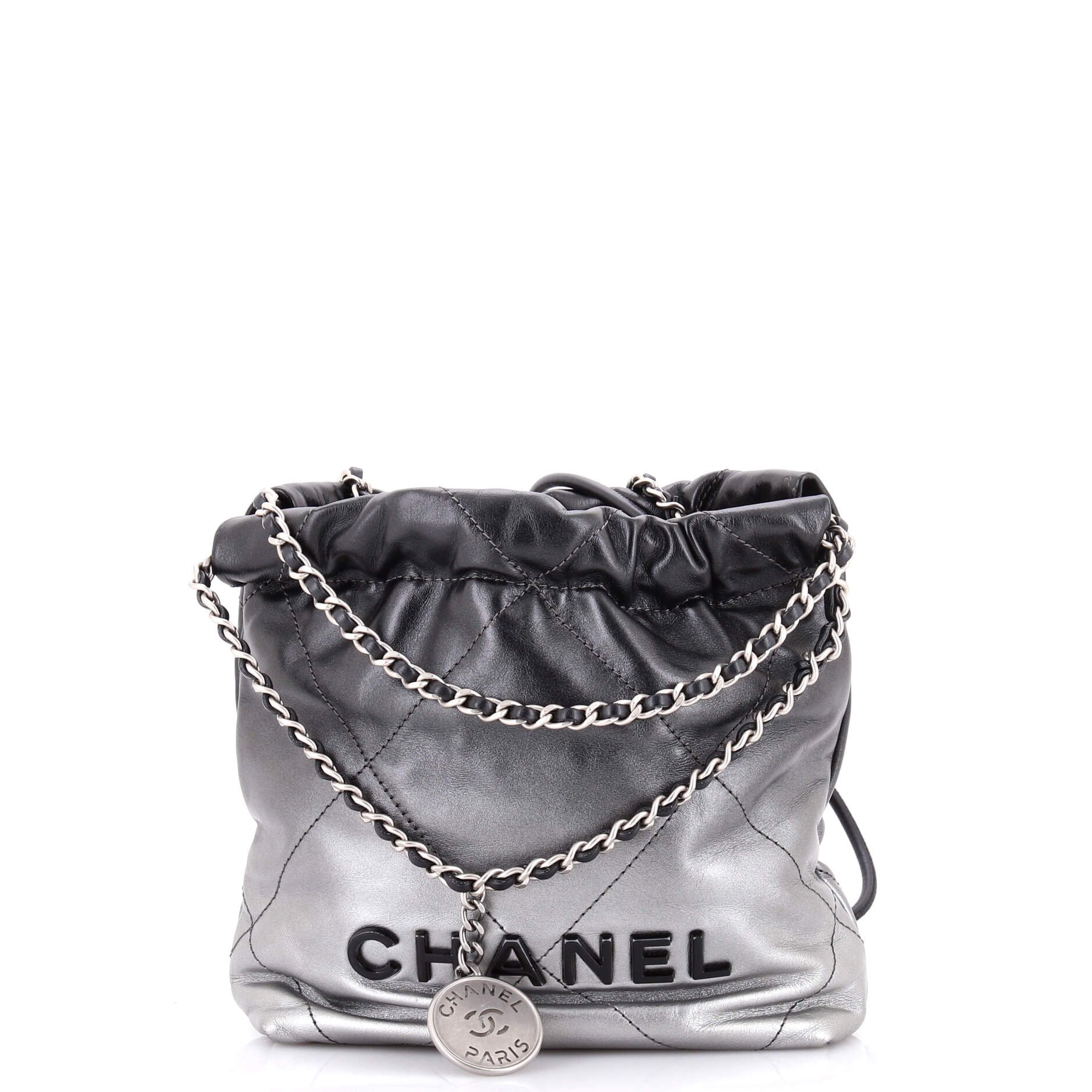 22 Chain Hobo Quilted Metallic Degrade Calfskin Mini