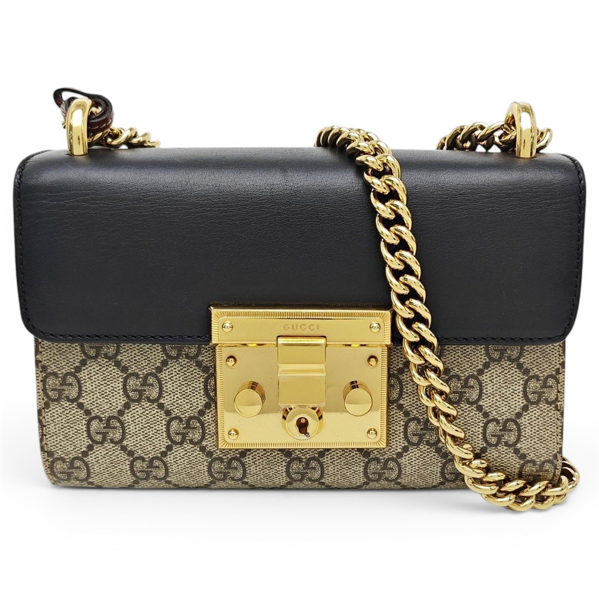 Padlock leather handbag