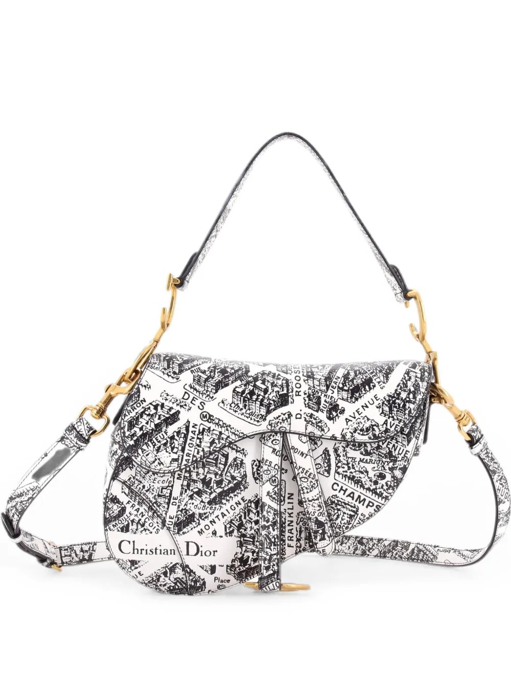 Dior Saddle Handbag with Strap Printed Leather Medium shoulder bag