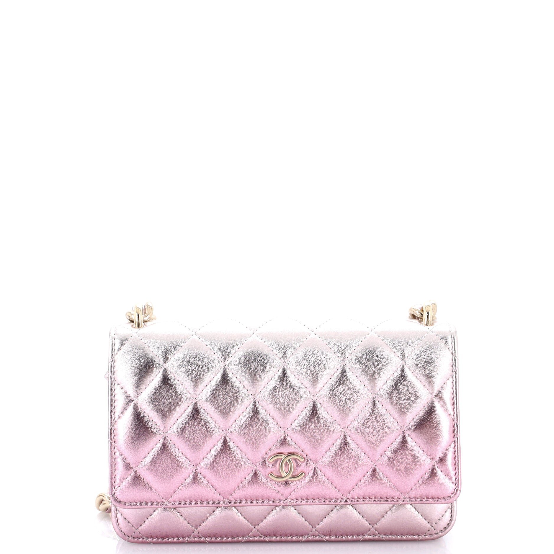 Like a Wallet Wallet on Chain Quilted Gradient Metallic Lambskin