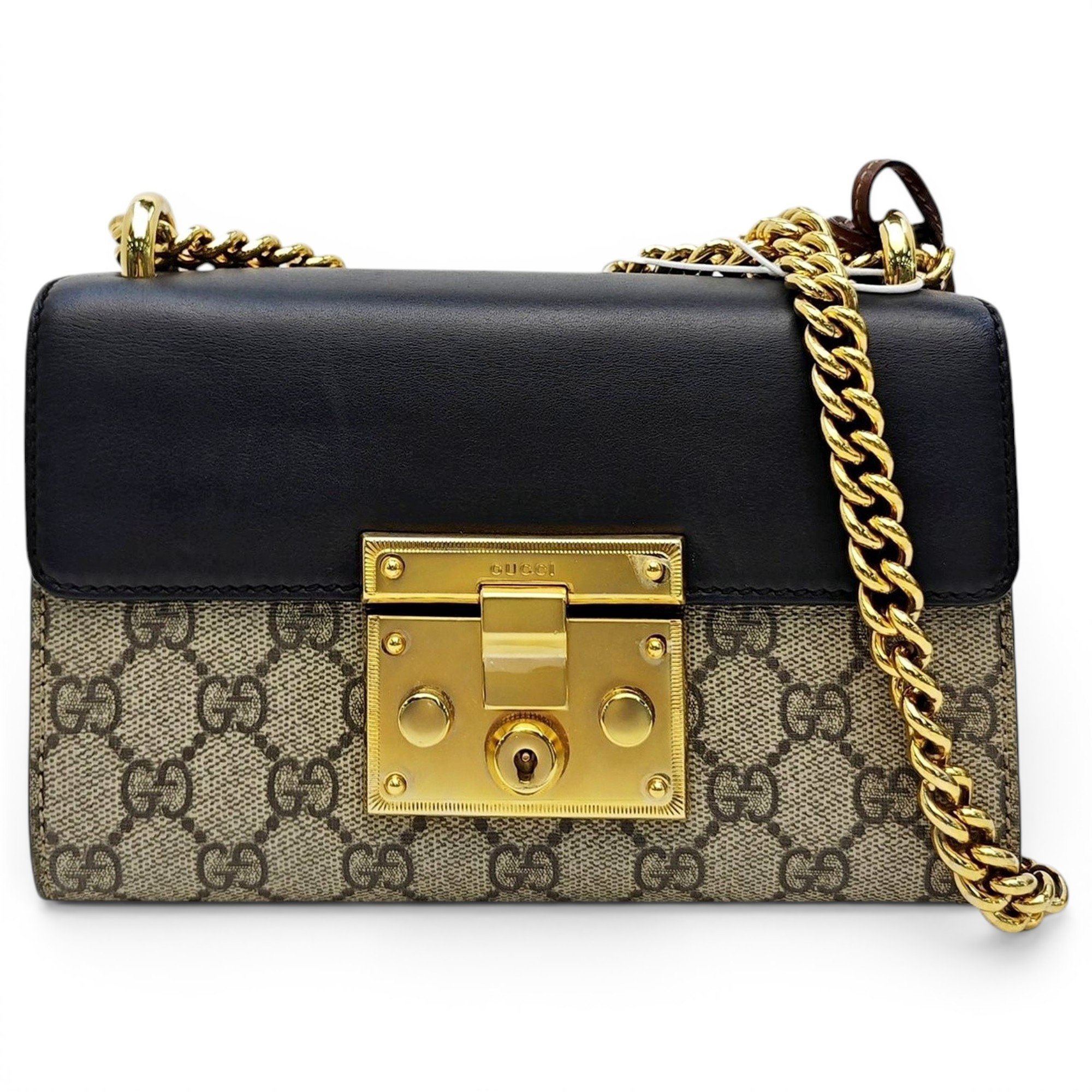 Padlock leather handbag