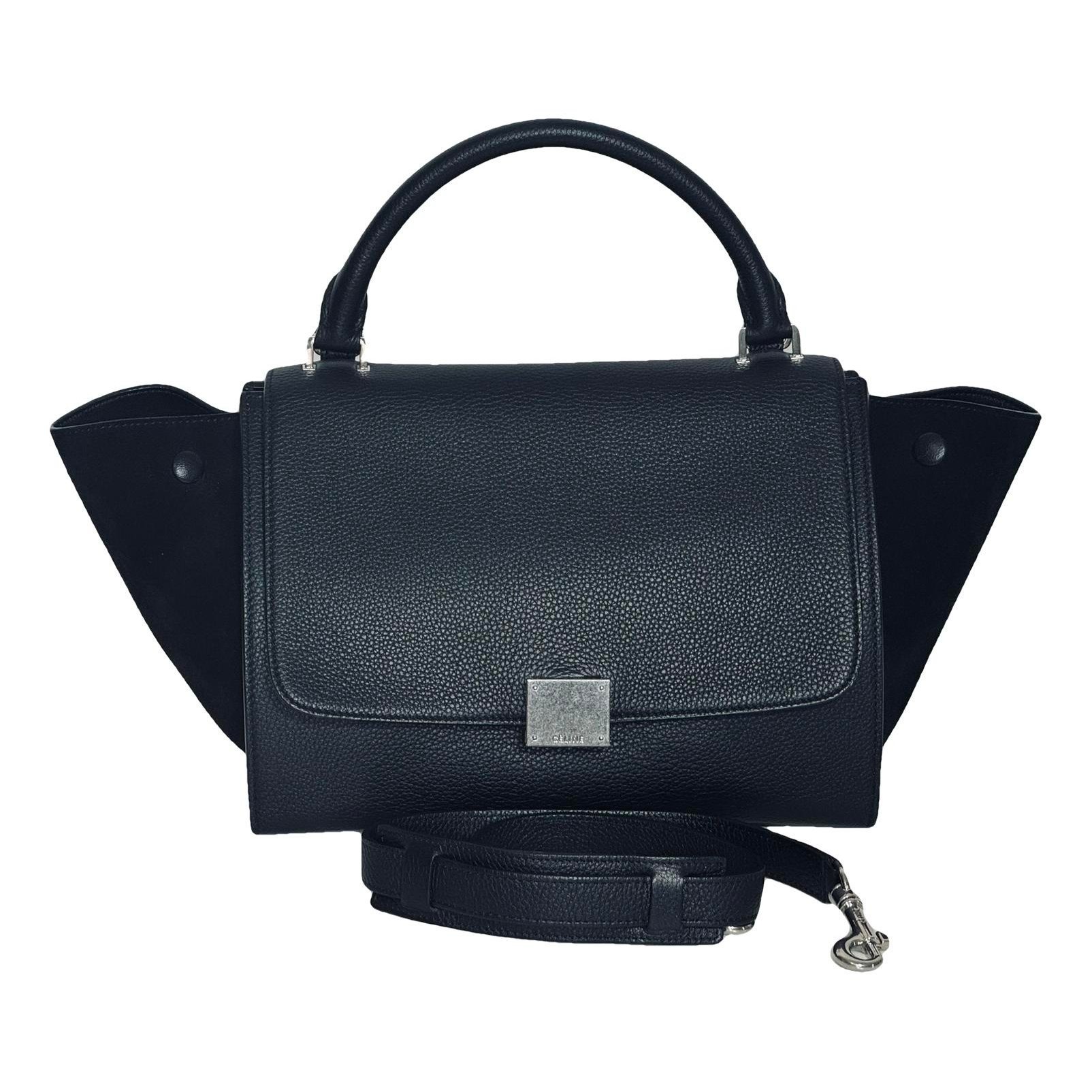 Trapèze leather handbag