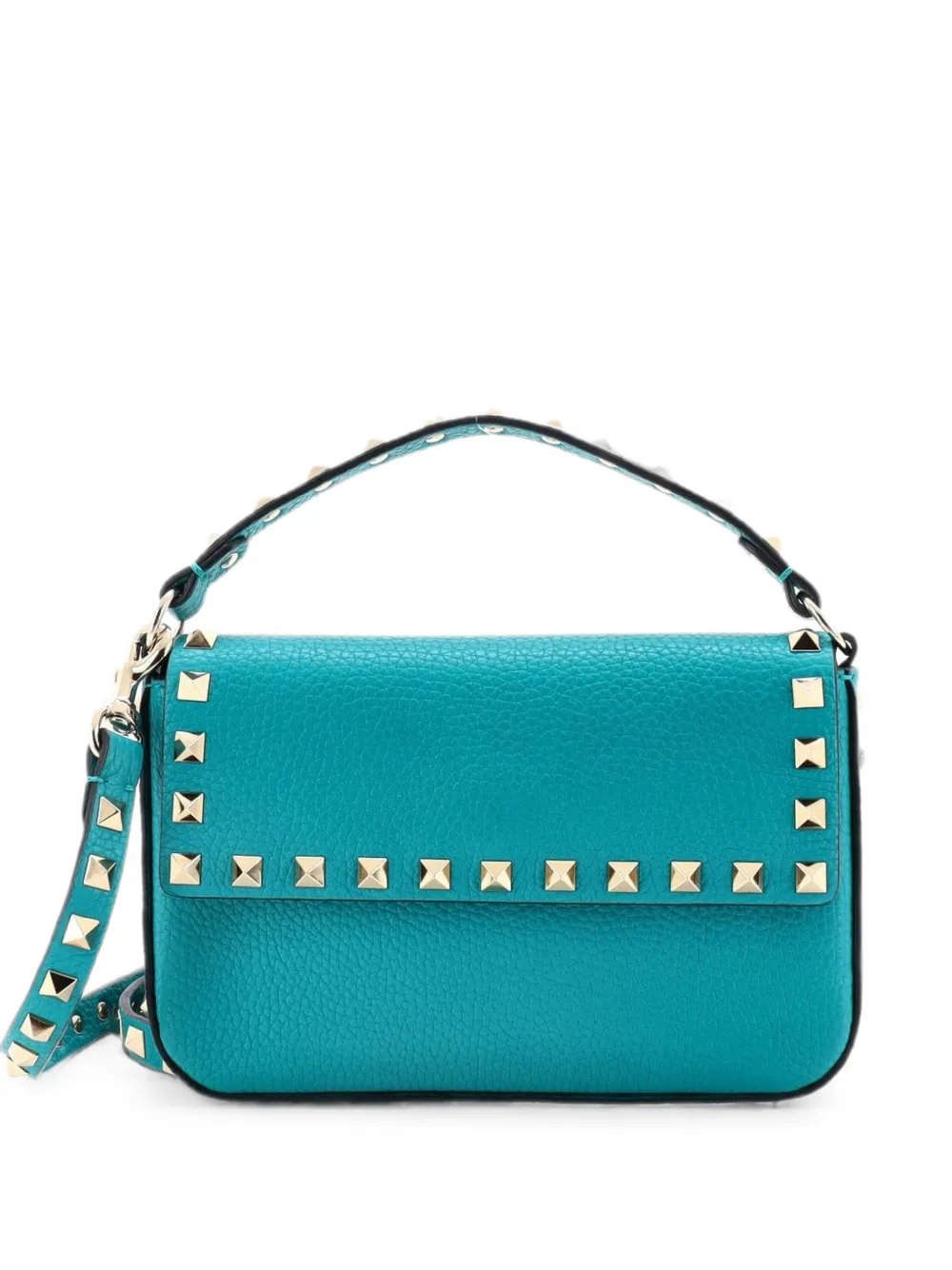 Rockstud Top Handle Pouch Leather Mini crossbody bag