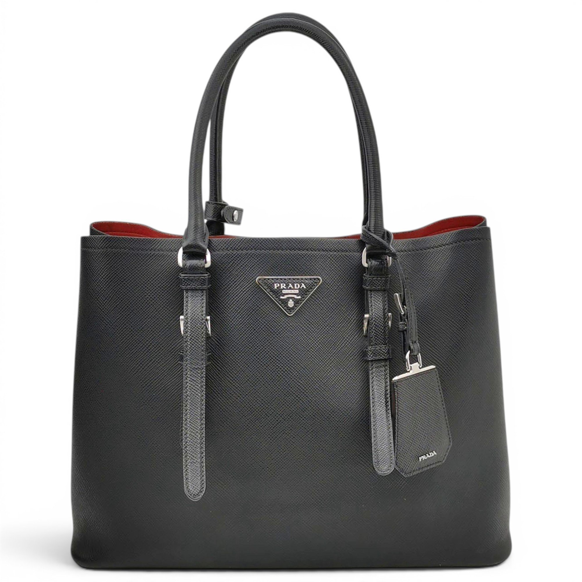 Double leather handbag