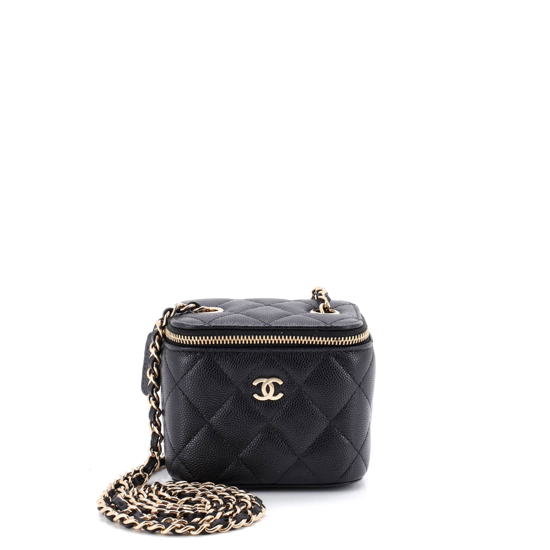 Classic Vanity Case with Chain Quilted Caviar Mini
