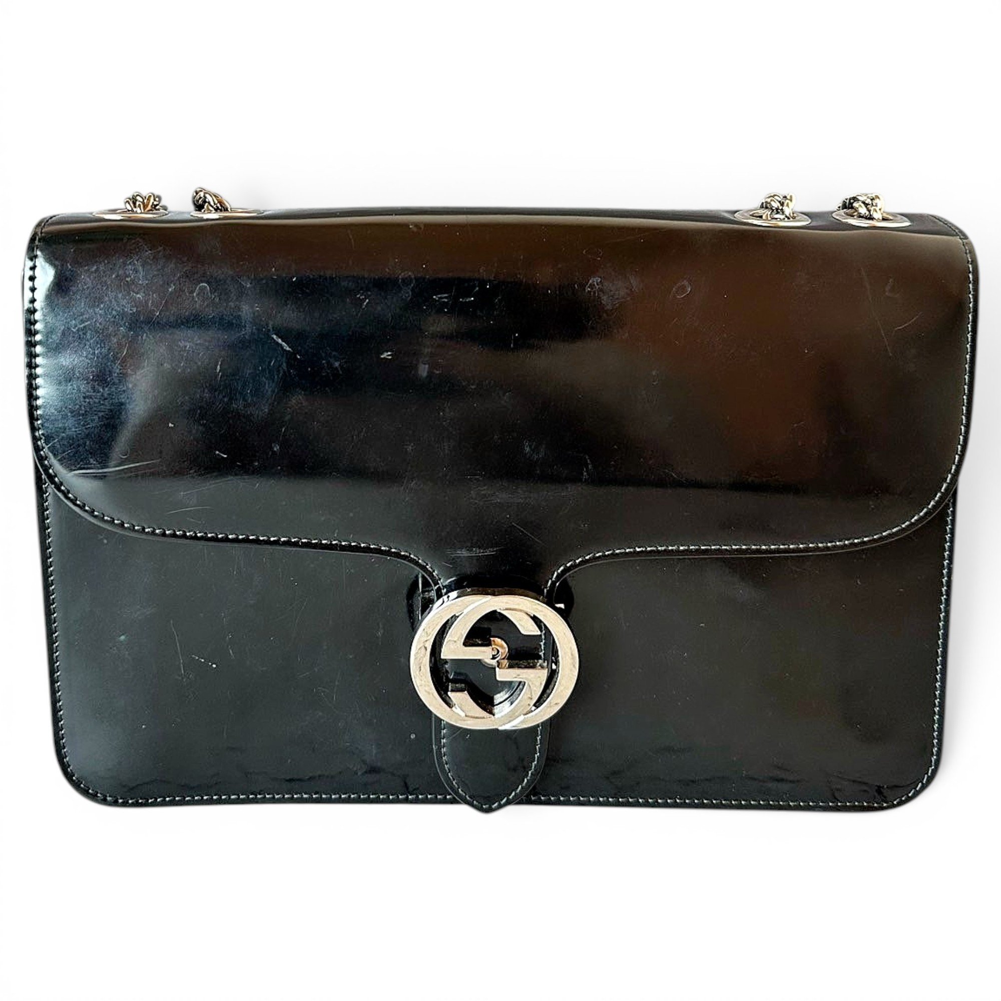 Interlocking leather handbag