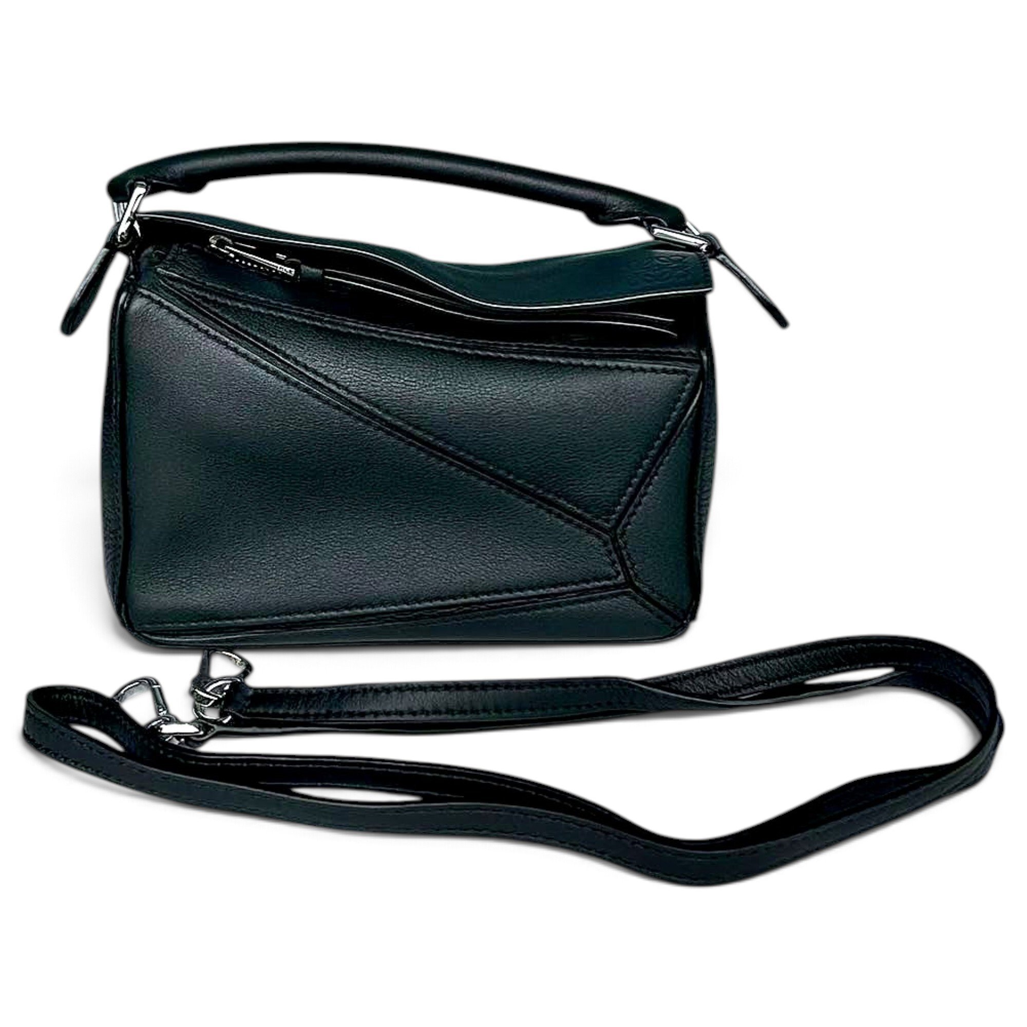Puzzle leather handbag
