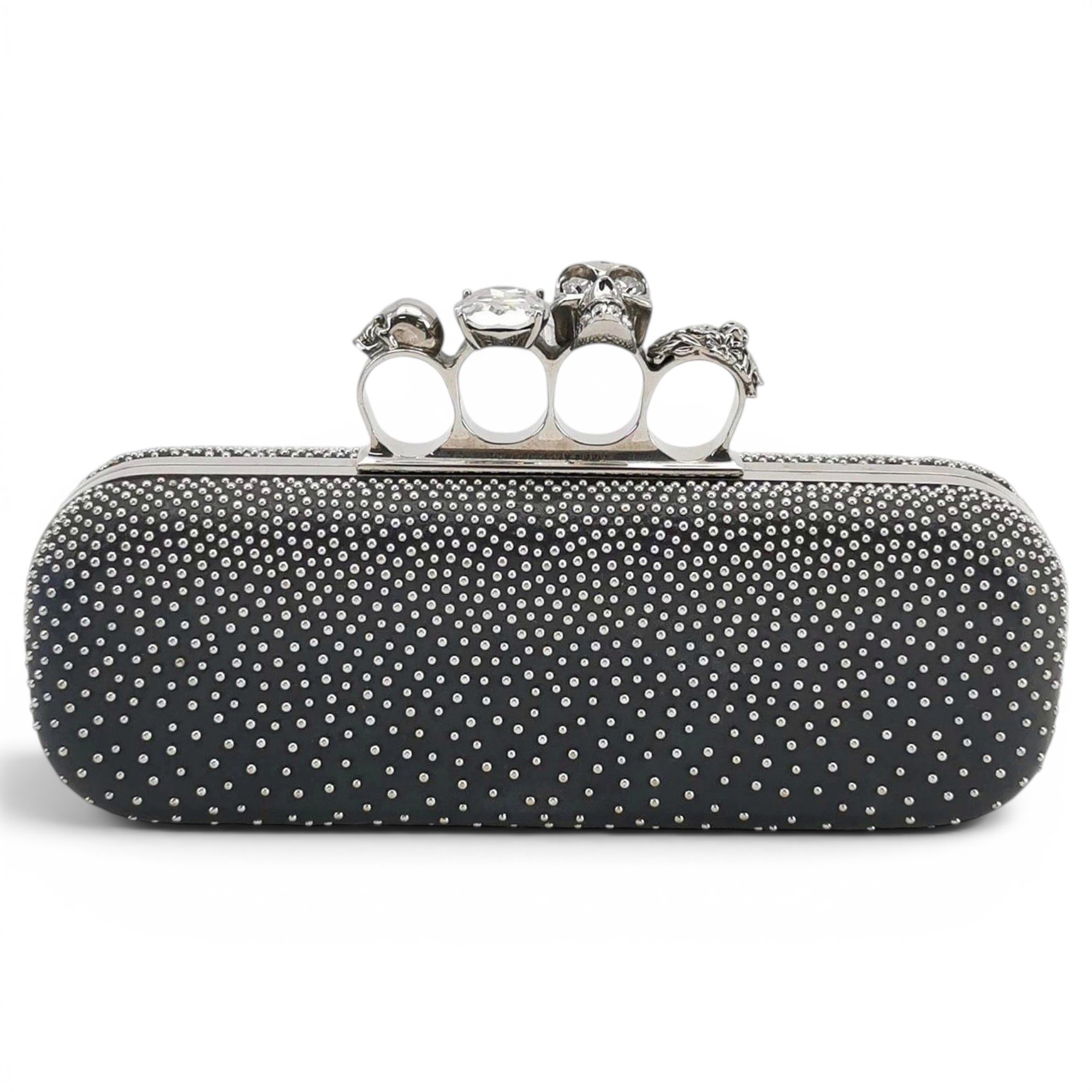 Skull leather clutch bag