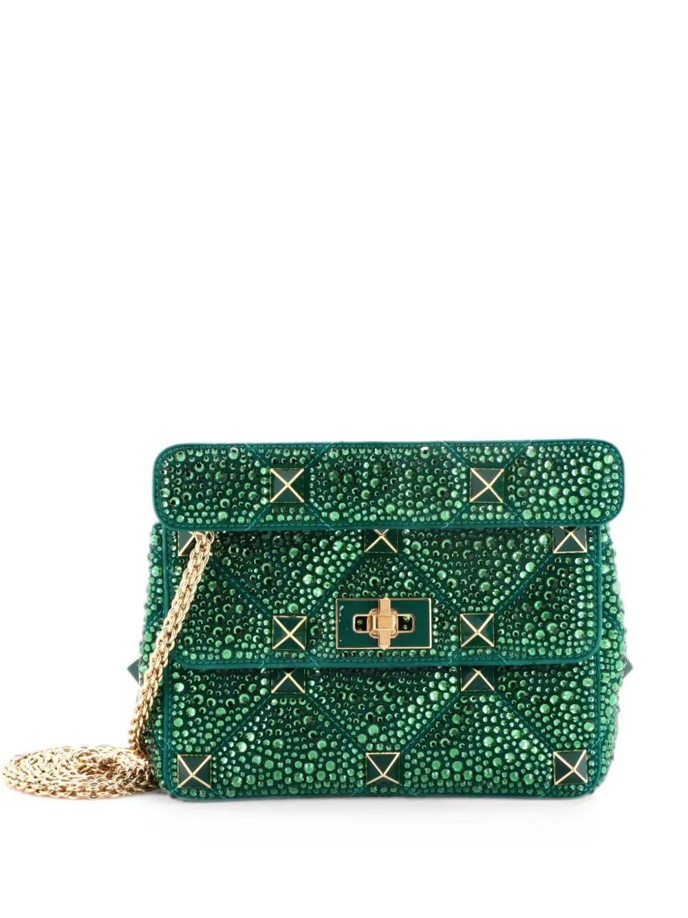 Valentino Garavani Roman Stud Flap Bag Embellished Suede Medium shoulder bag