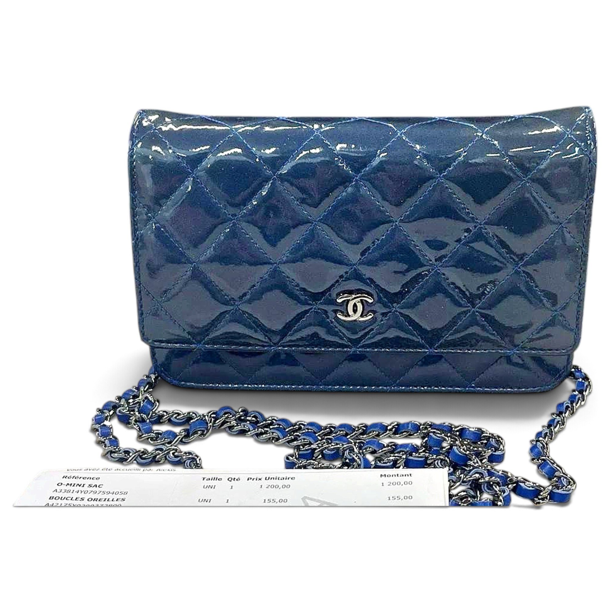 Wallet On Chain patent leather crossbody bag