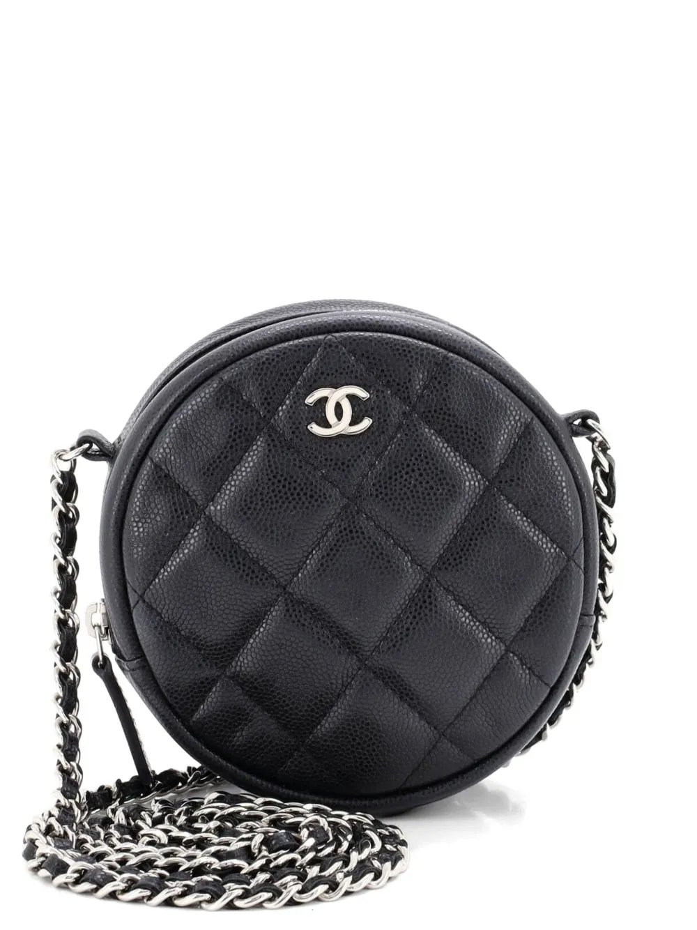 Round Clutch with Chain Quilted Caviar Mini crossbody bag