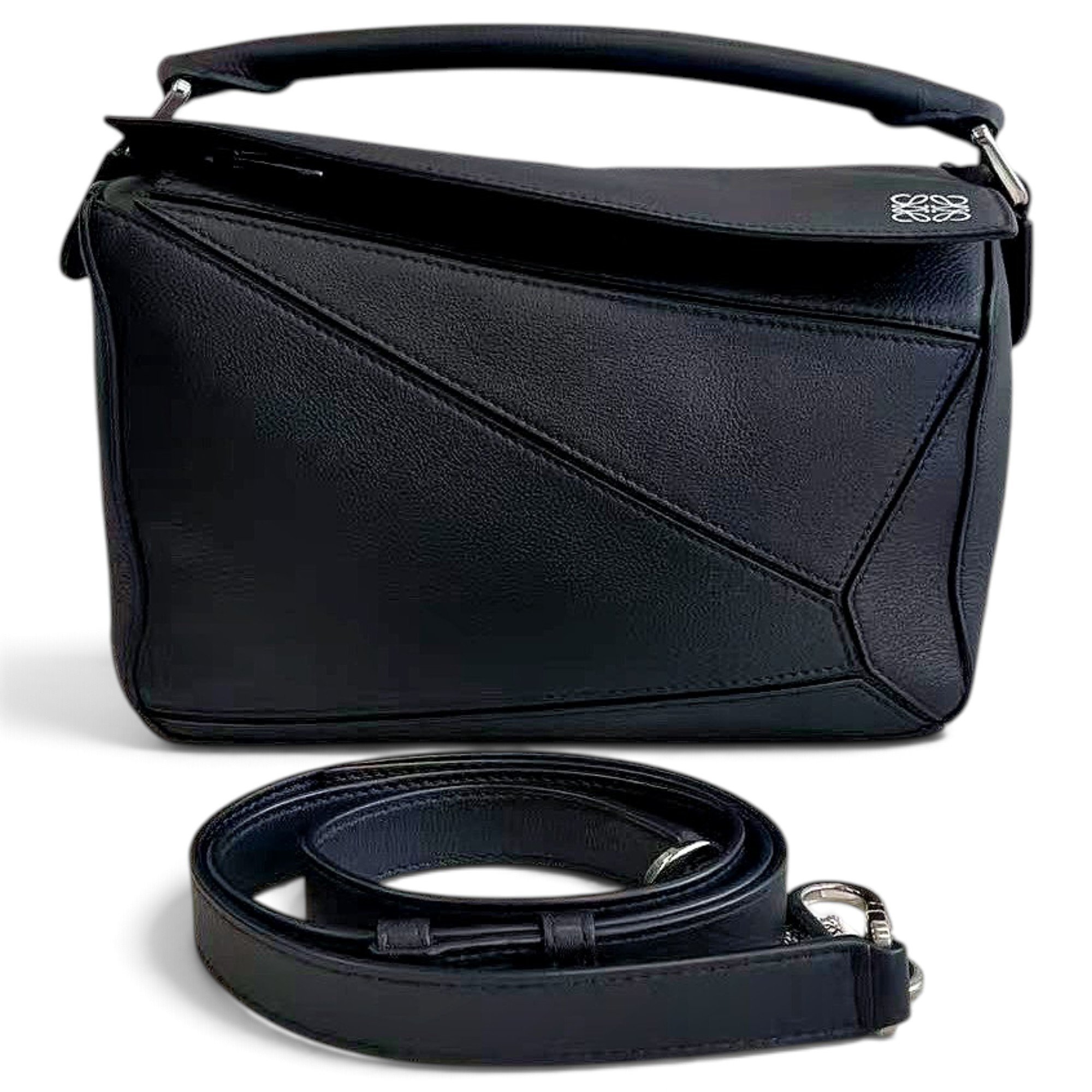 Puzzle leather handbag