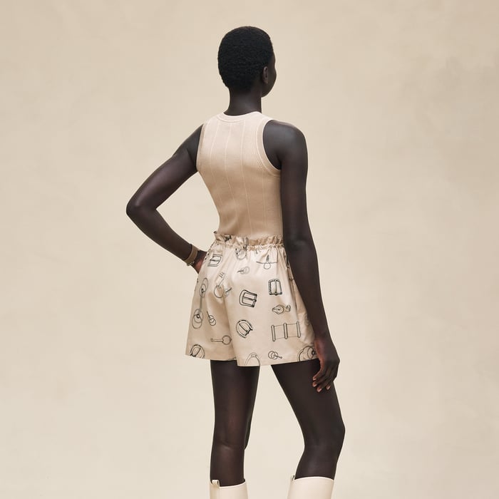 Beige Pierre d'Istrie "Cahier Du Colporteur" Shorts With Elastic Waist