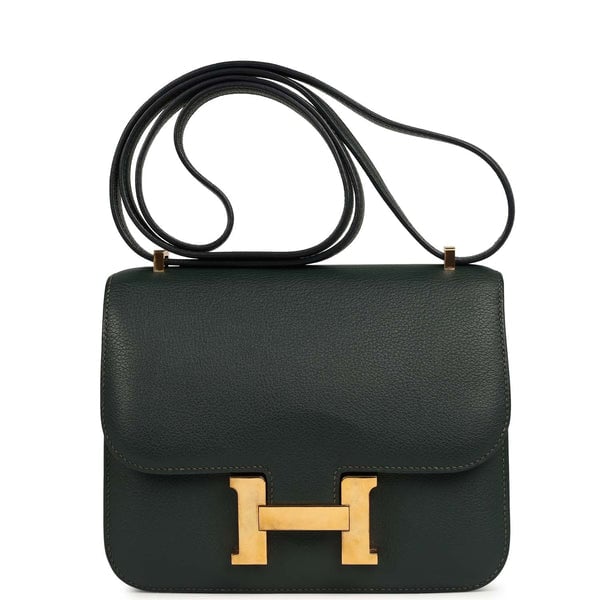 Pre-owned Hermes Constance 18 Vert Anglais Chevre Mysore Gold Hardware